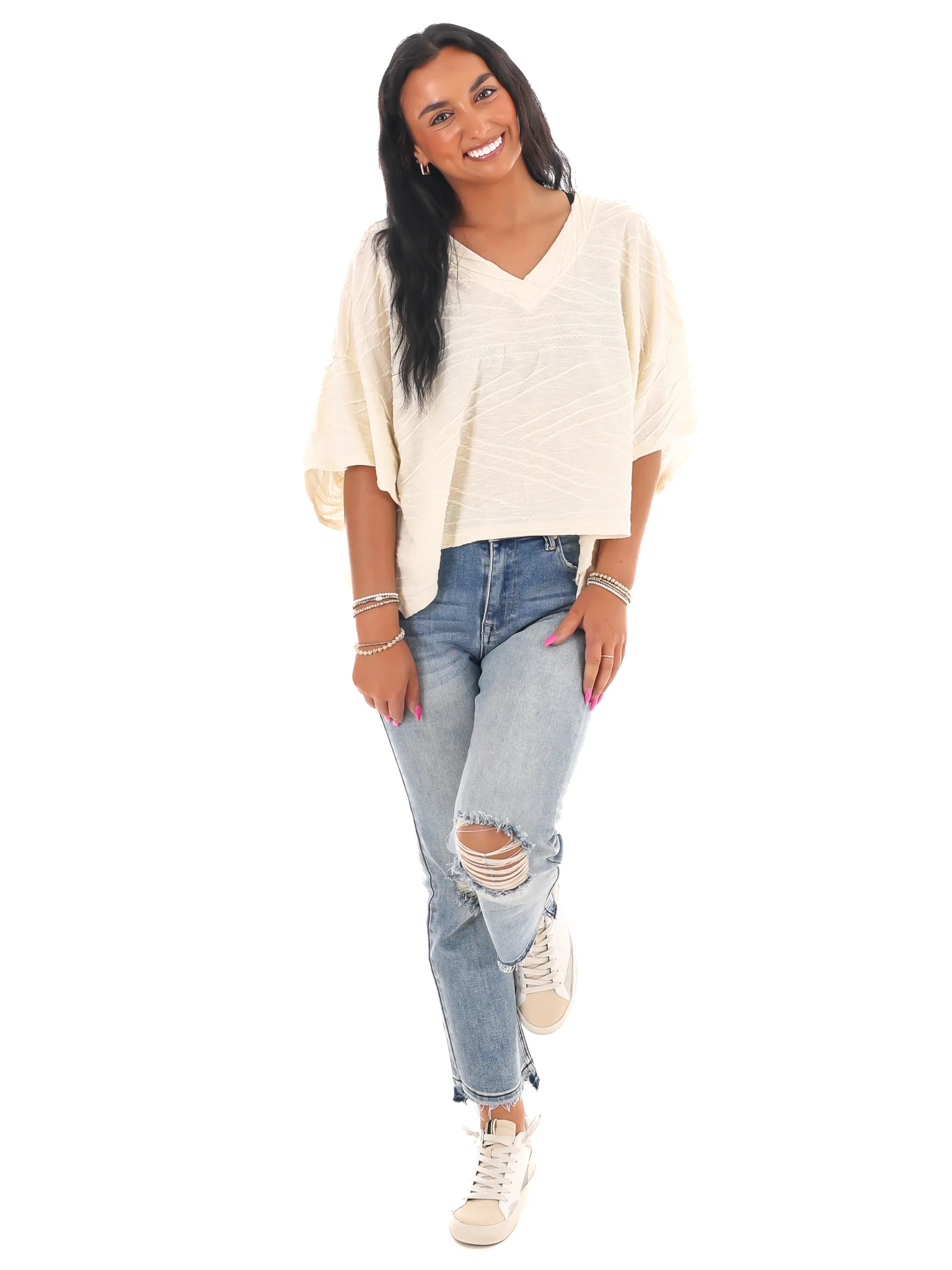 Daily Efforts V-Neck Textured Top - Image 13