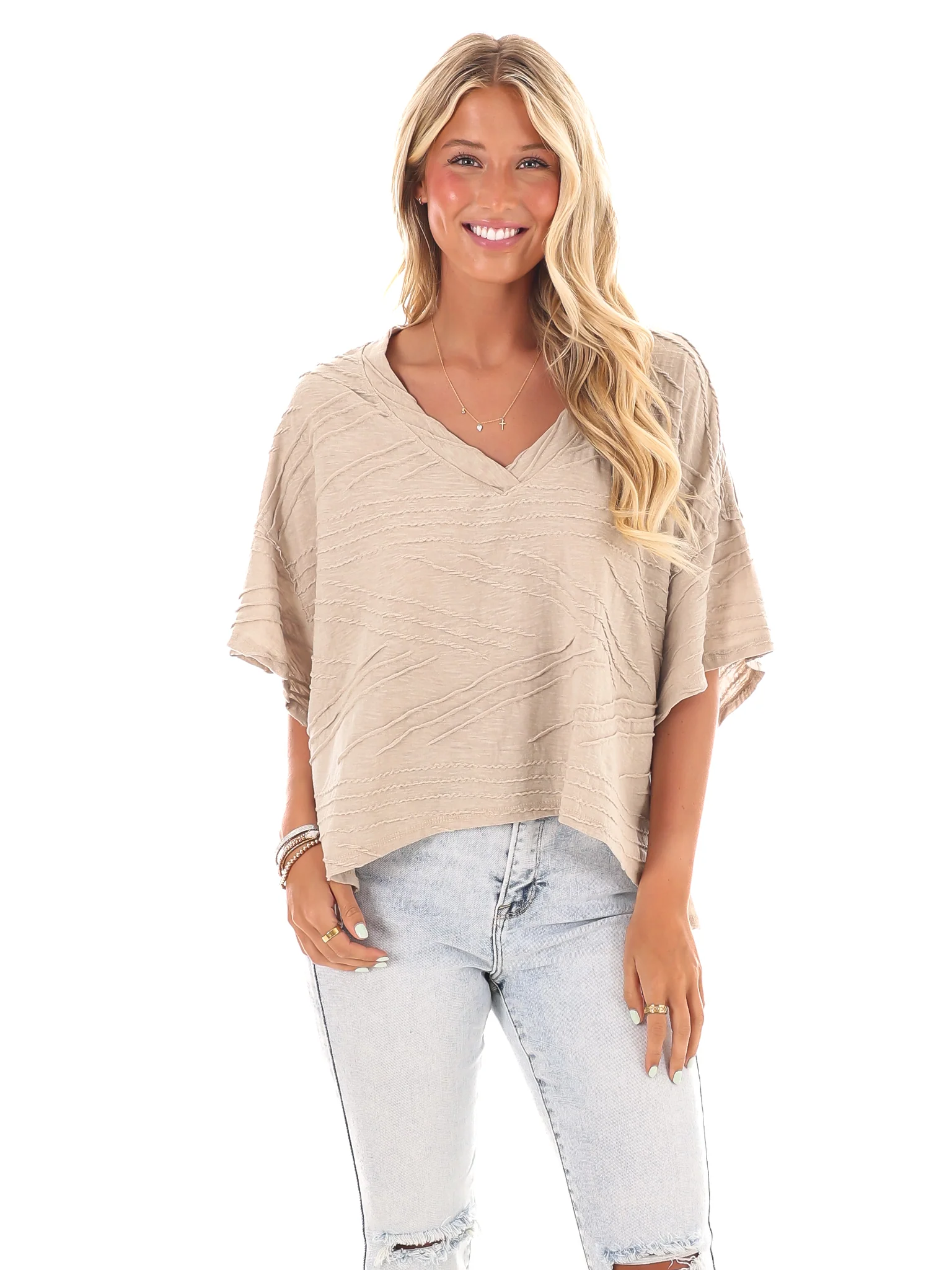 Daily Efforts V-Neck Textured Top - Image 5