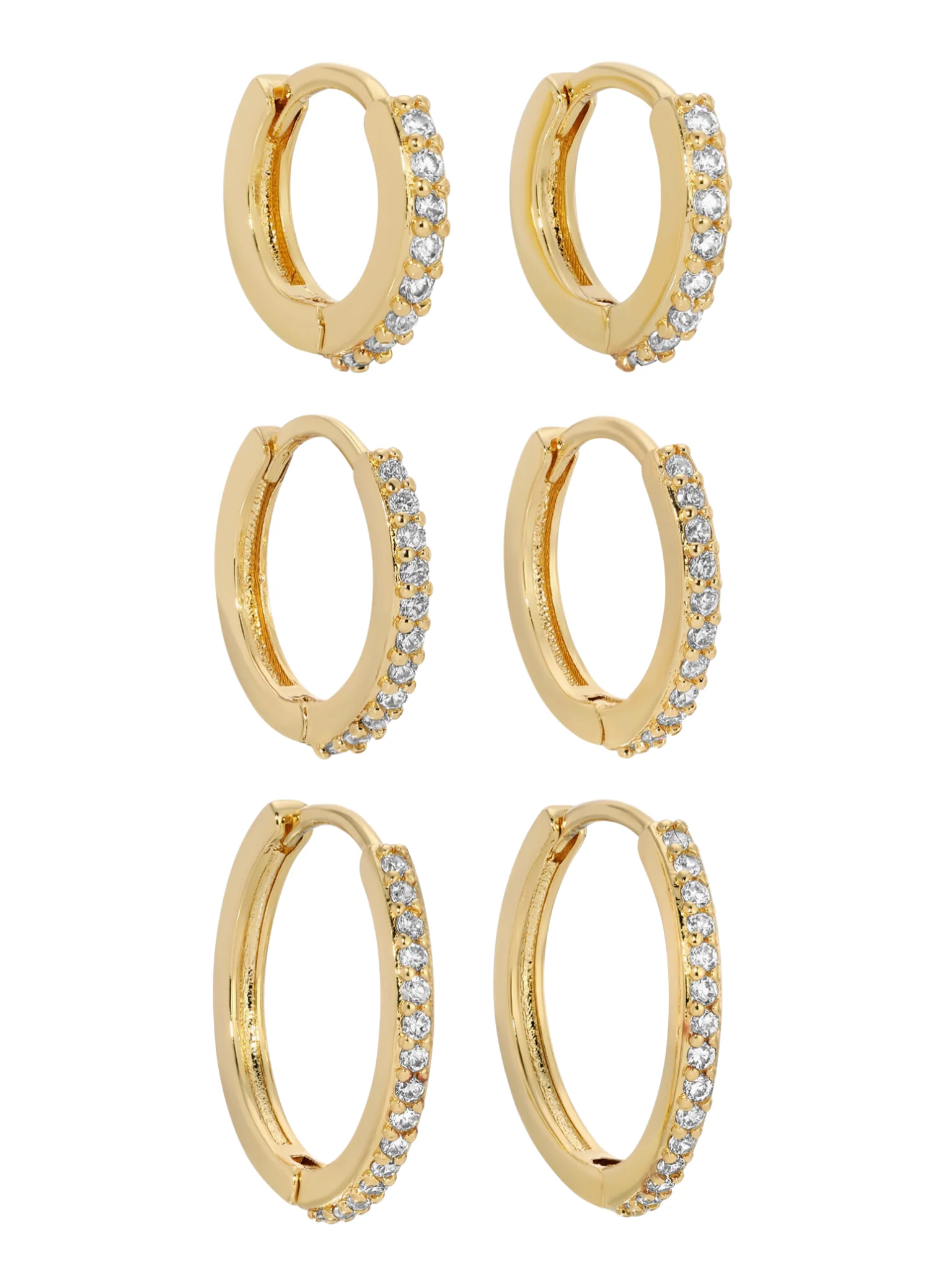Delicate Pave Huggies 3 Earring Set