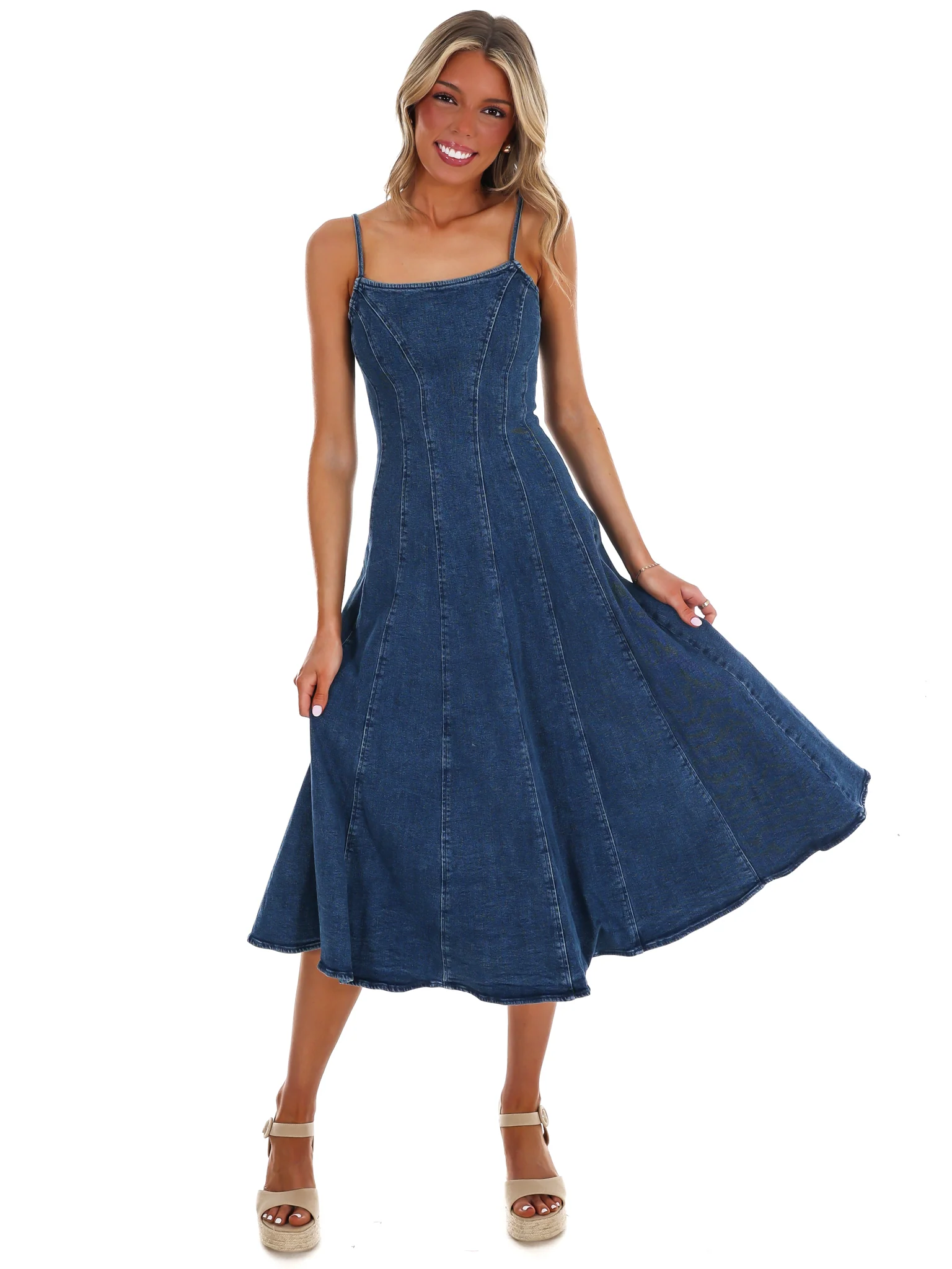 Delilah Denim Midi Dress - Image 6