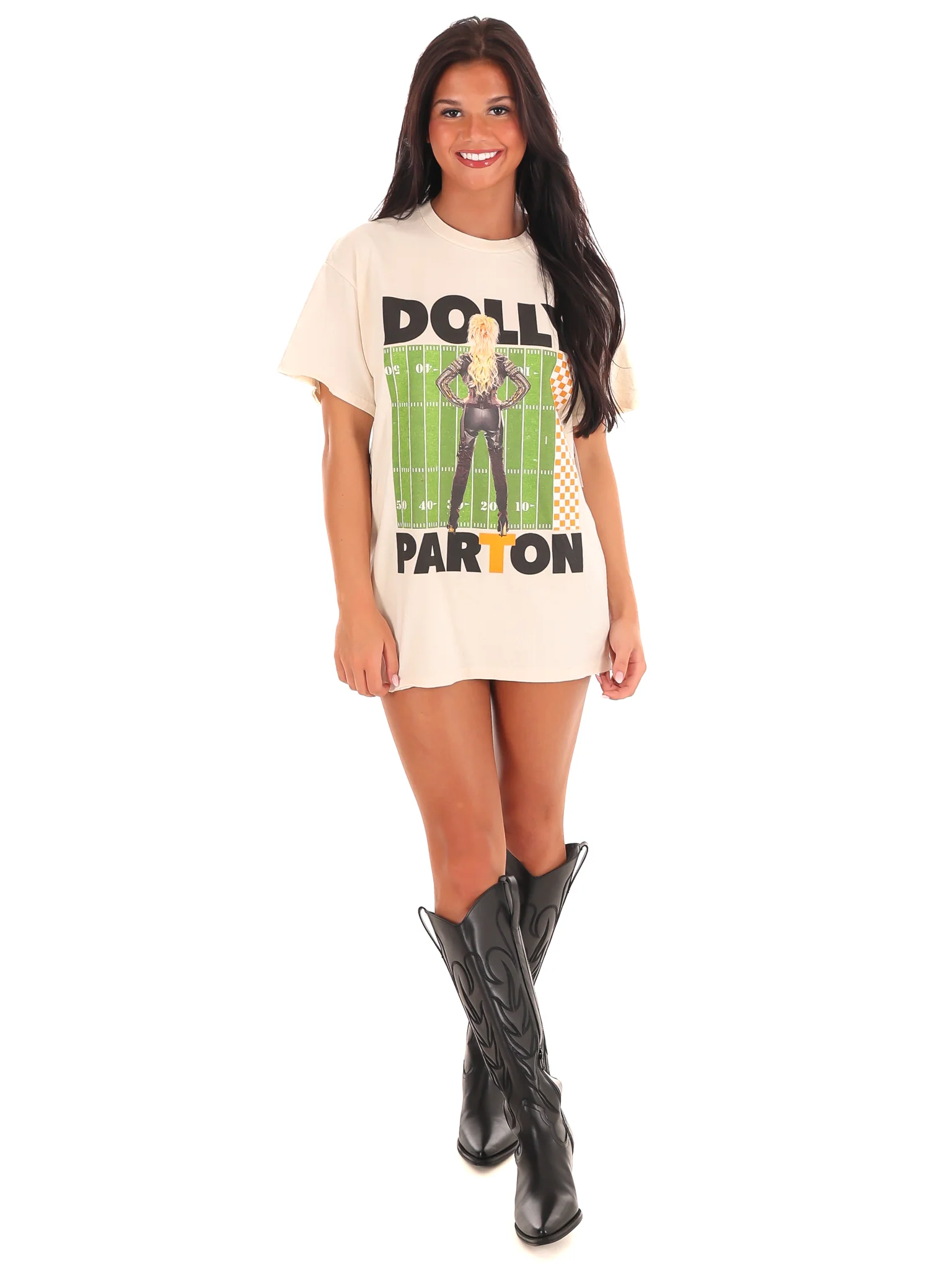 Dolly Parton Rockstar Vols Checkered Field Thrifted Tee - Image 11