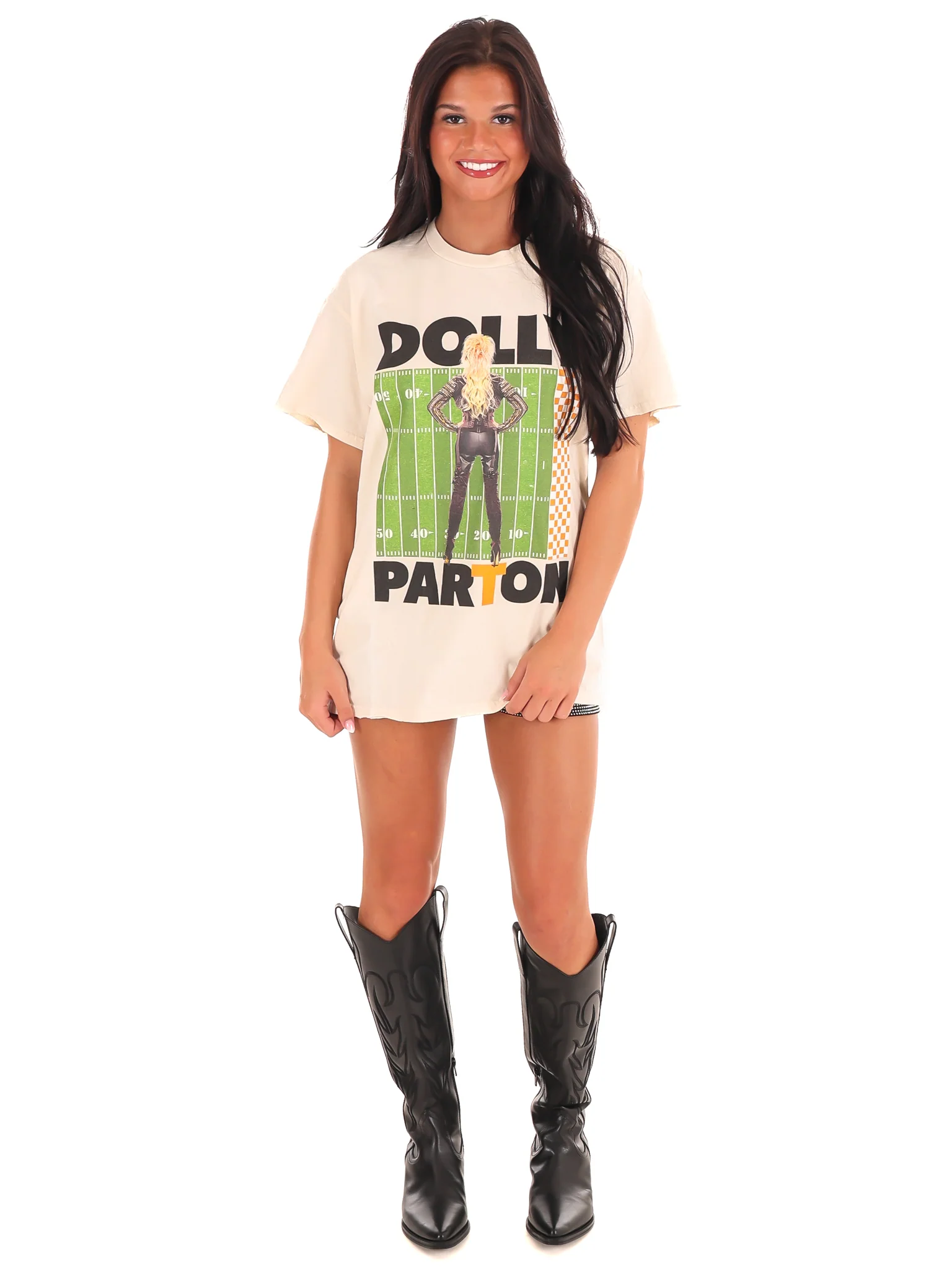 Dolly Parton Rockstar Vols Checkered Field Thrifted Tee - Image 13