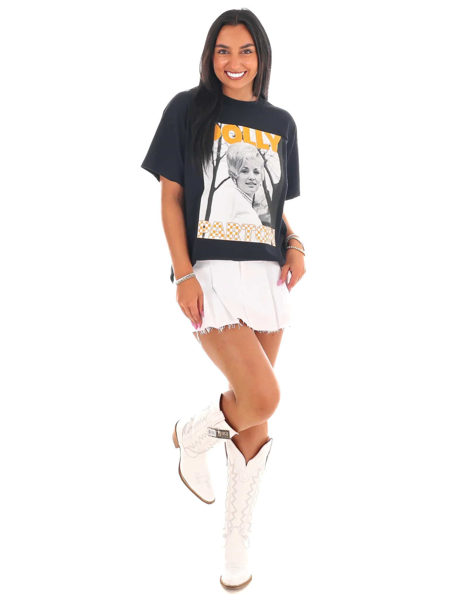 Dolly Parton Tennessee Checkerboard Thrifted Distressed Tee - Image 2
