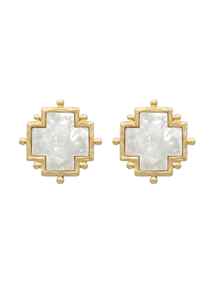 Dotted Cross Acetate Earrings