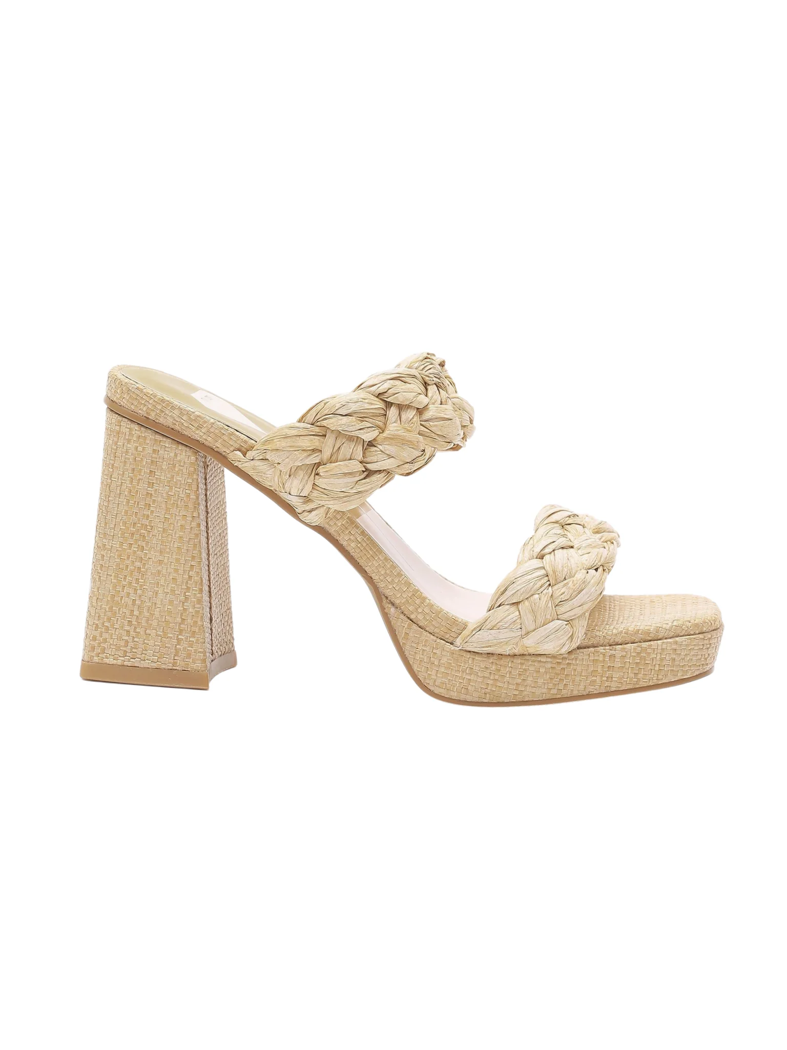 Double Strap Raffia Heels