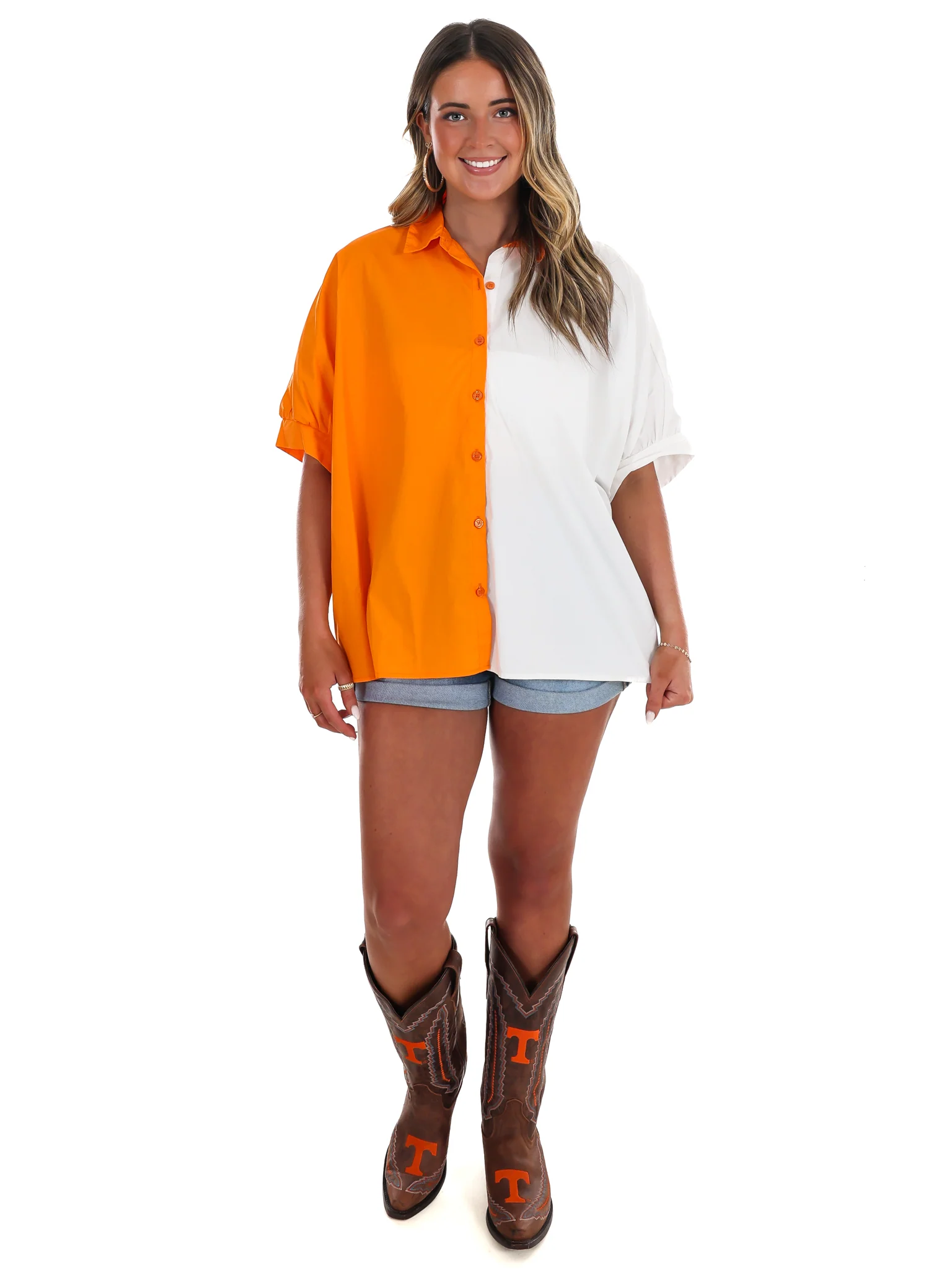 Down Set Slay Two Tone Button Down Top - Image 2