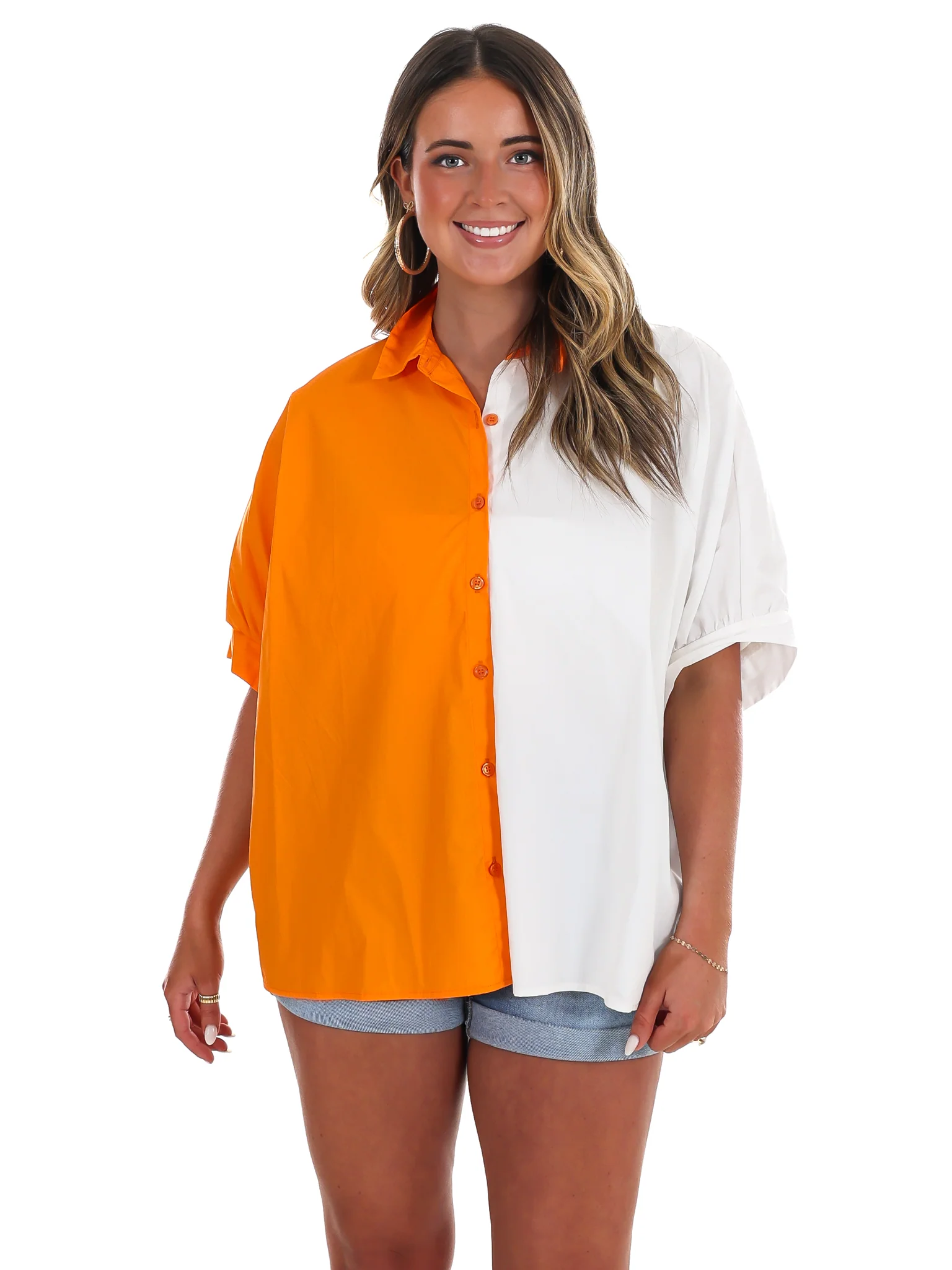 Down Set Slay Two Tone Button Down Top - Image 3