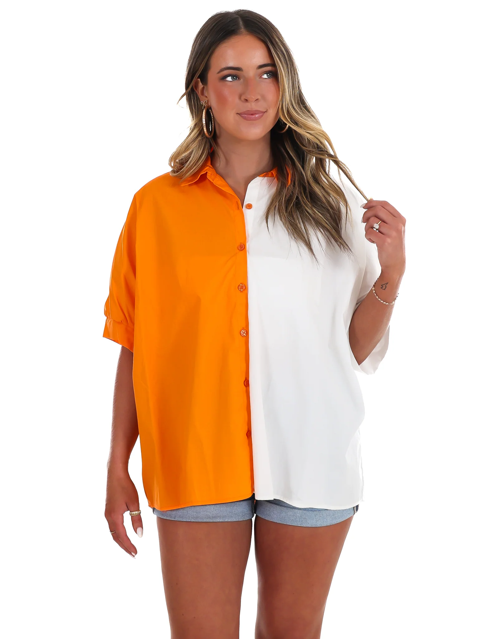 Down Set Slay Two Tone Button Down Top - Image 5