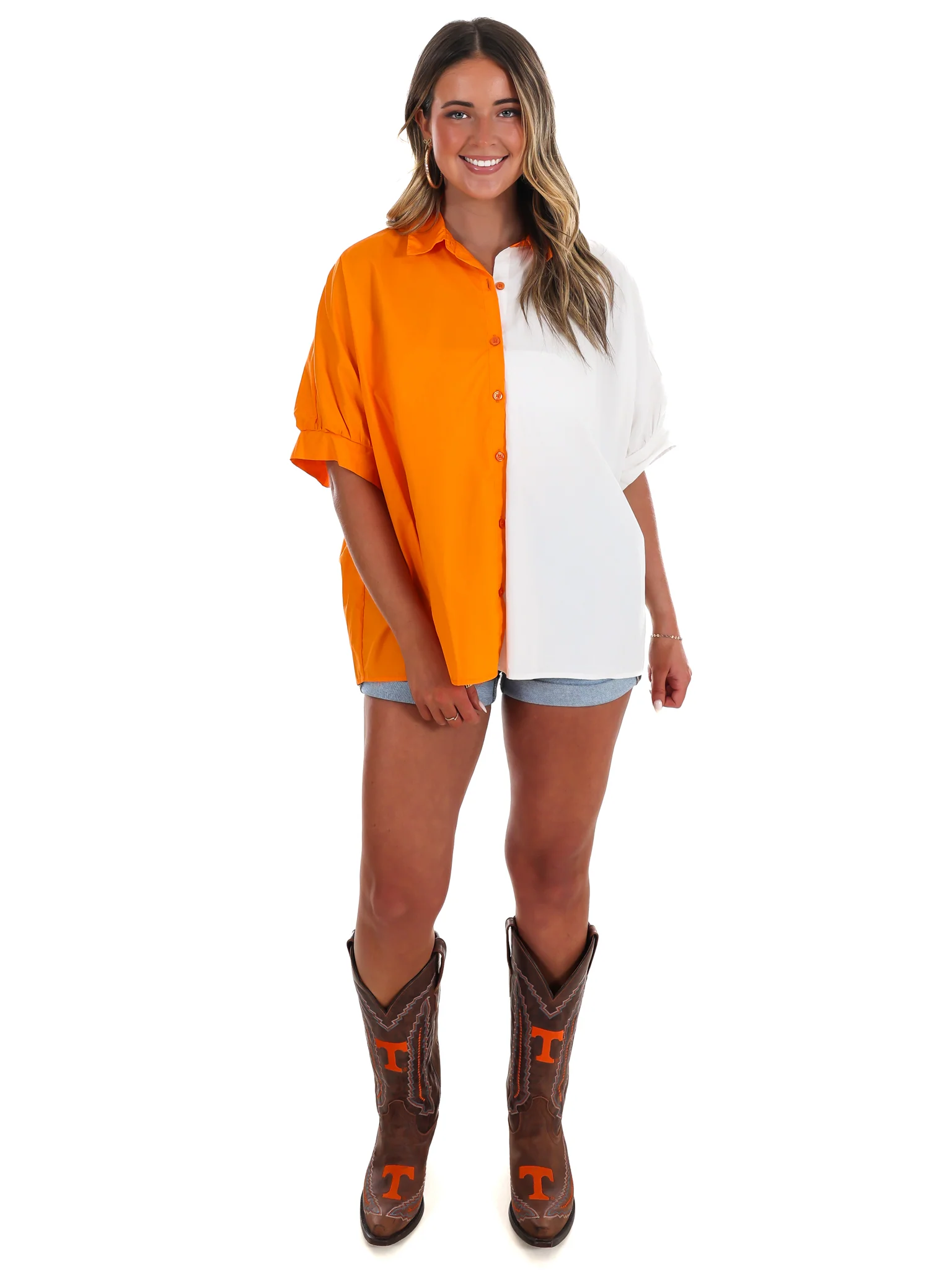 Down Set Slay Two Tone Button Down Top - Image 6