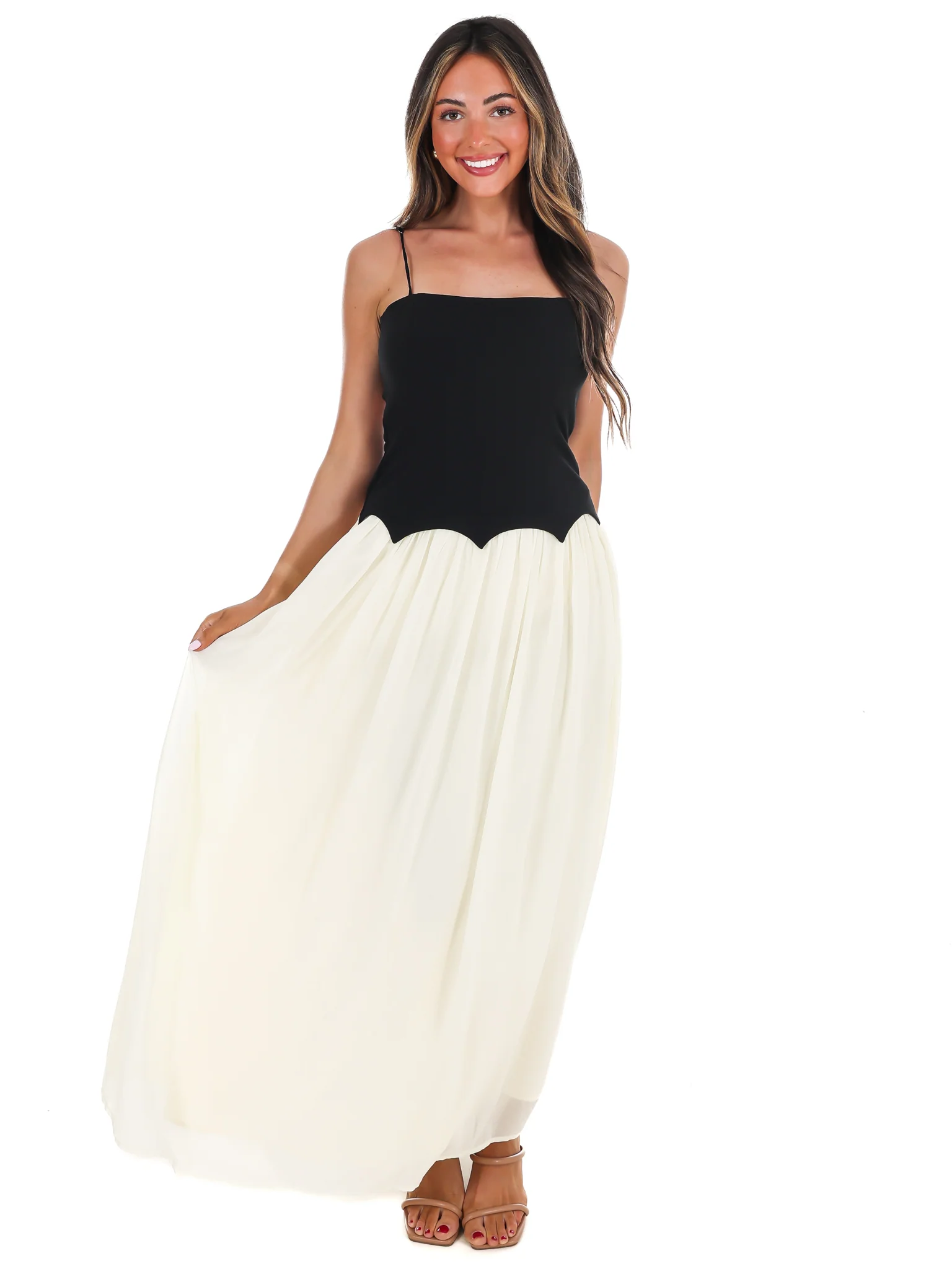 Downtown Darling Two Tone Maxi Dress - Image 4