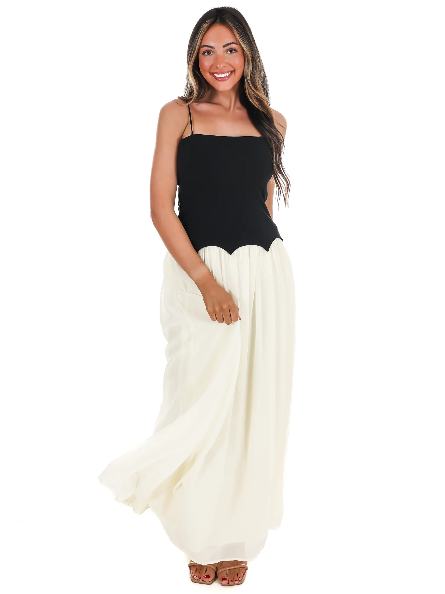 Downtown Darling Two Tone Maxi Dress - Image 5
