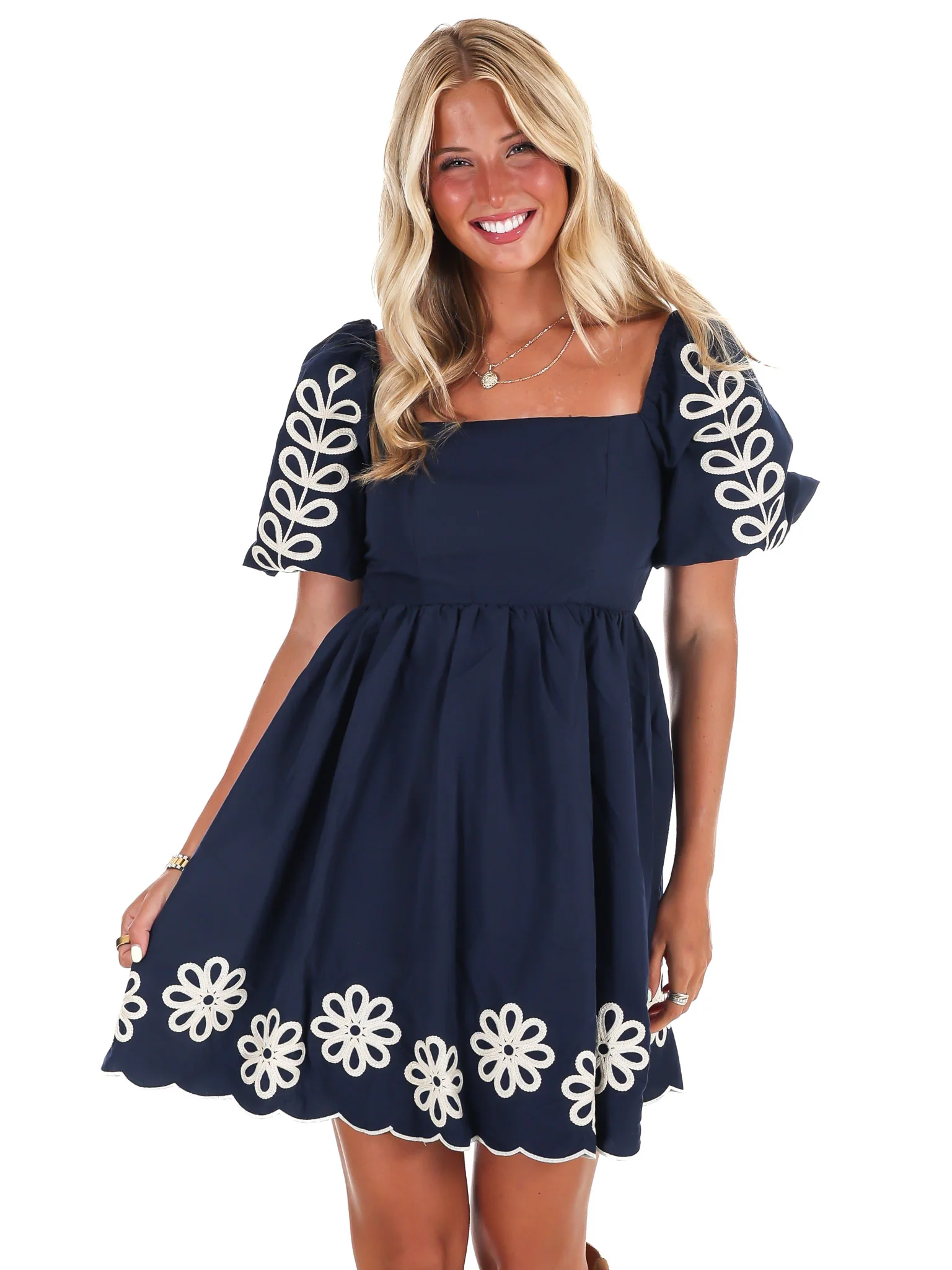 Dramatic Entrance Embroidered Mini Dress - Image 5