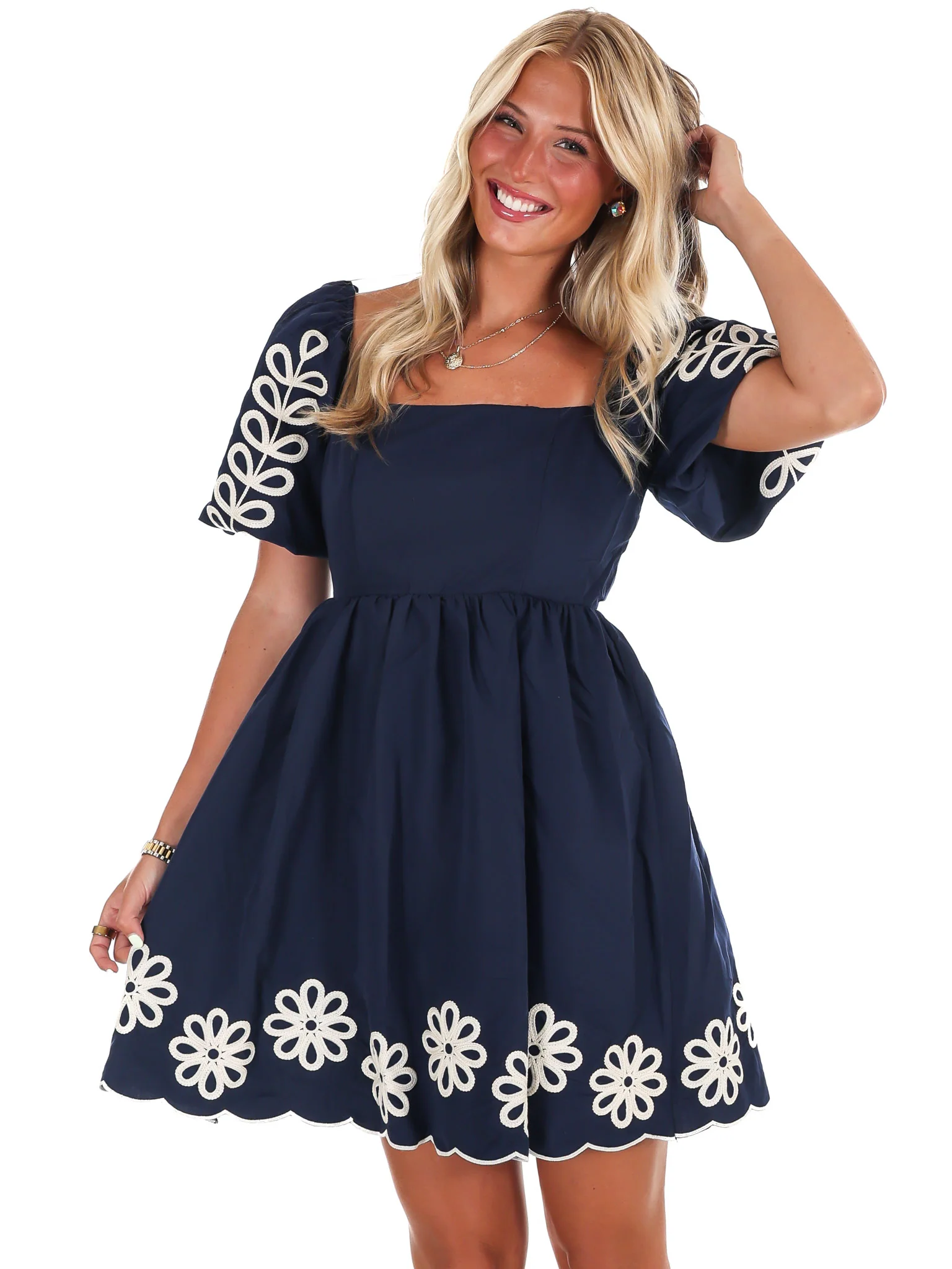 Dramatic Entrance Embroidered Mini Dress - Image 7