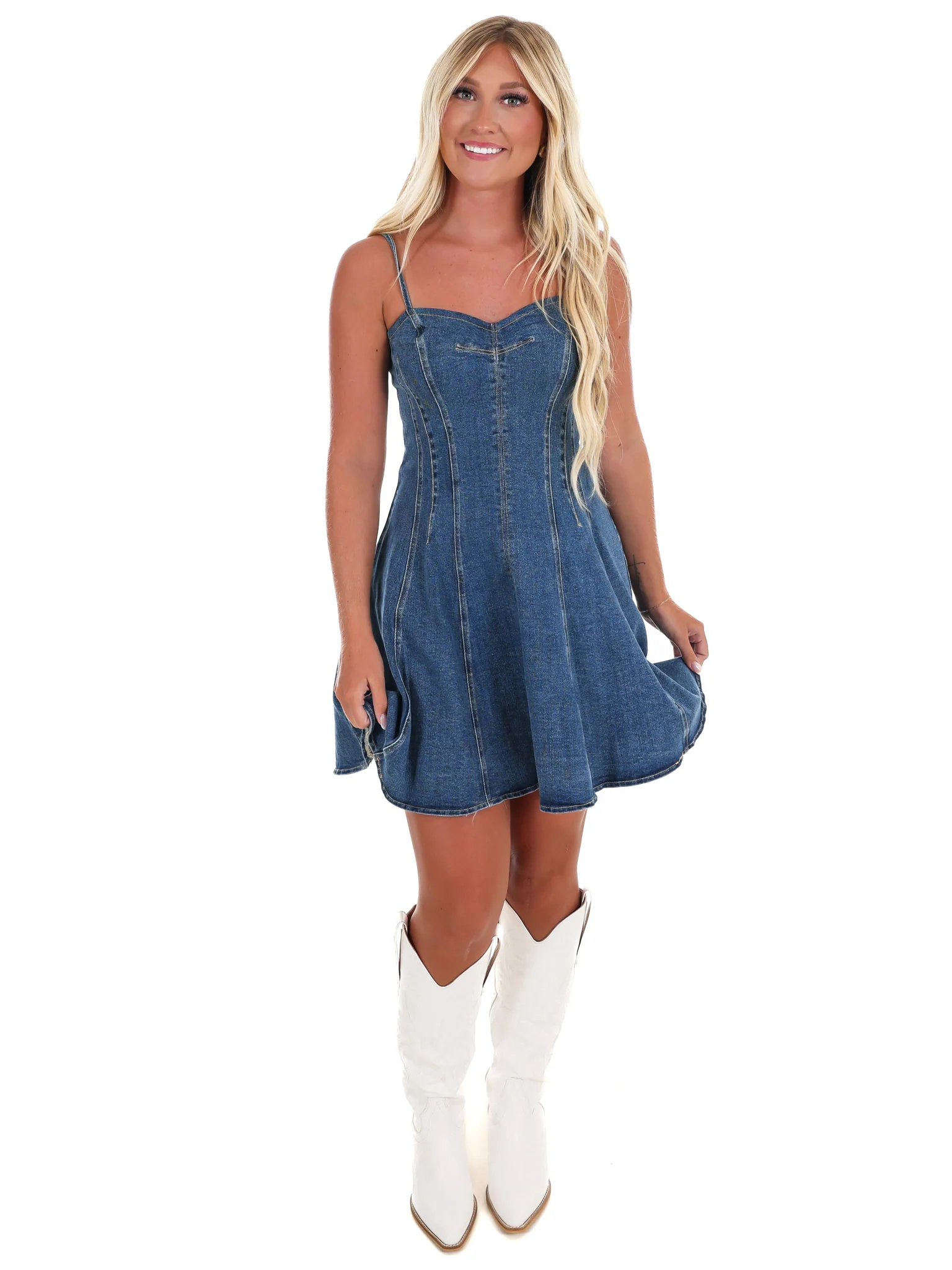 Dream in Denim Mini Dress - Image 4