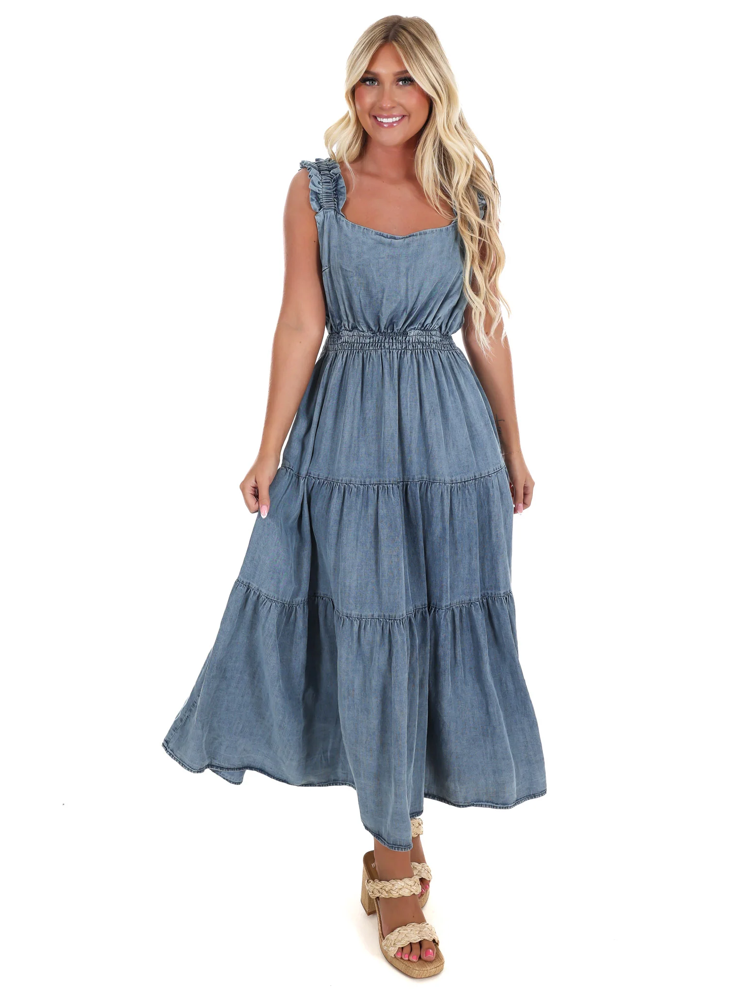 Drive Myself Crazy Denim Maxi Dress - Image 4