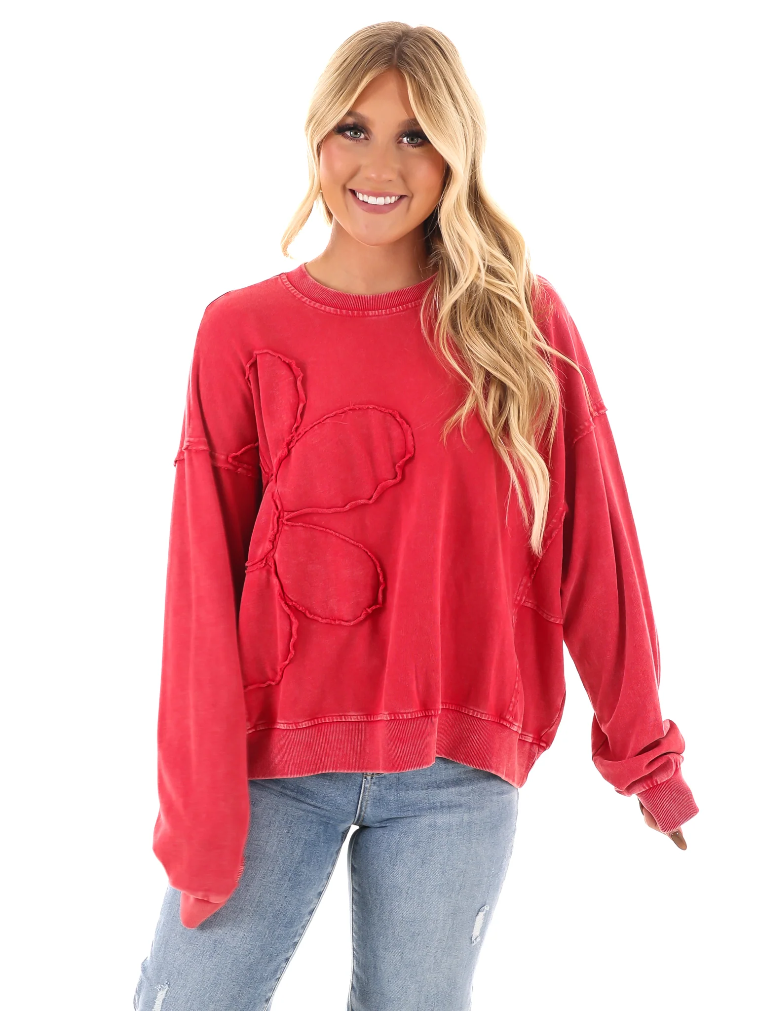 Ease My Mind Flower Patch Pullover - Image 3
