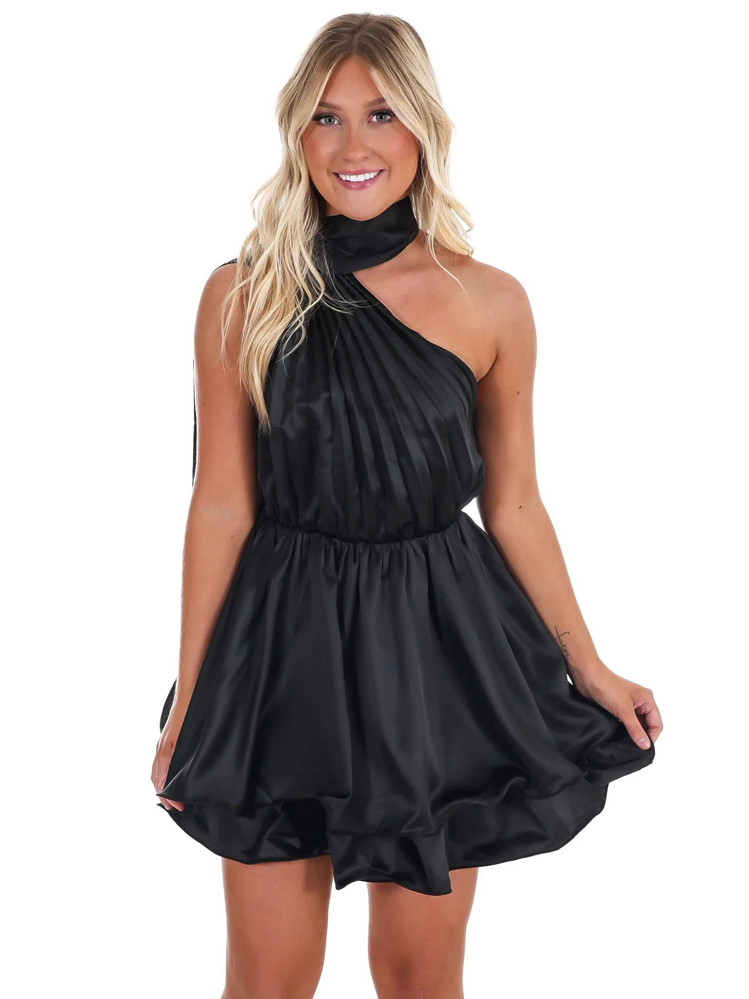 Easy Elegance Ruffle Halter Mini Dress - Image 3