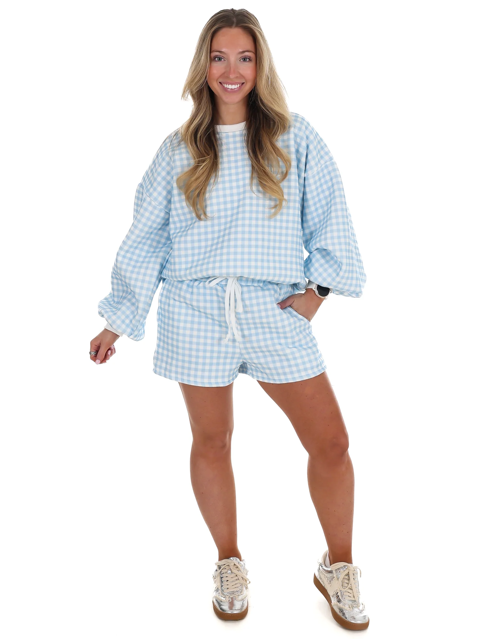 Easy Grid Gingham Lounge Two Piece Set - Image 2