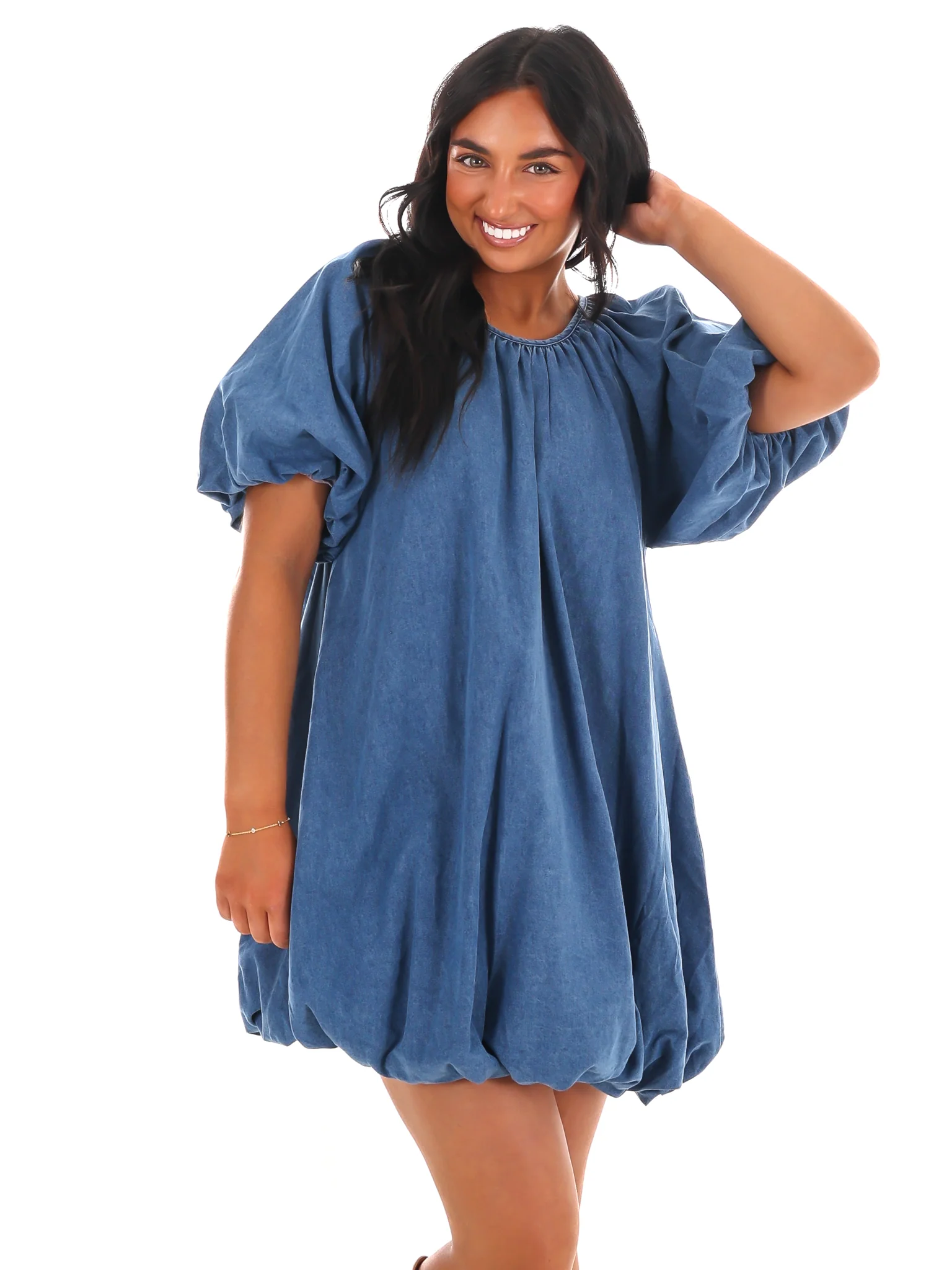 Edge and Elegance Denim Bubble Dress - Image 5