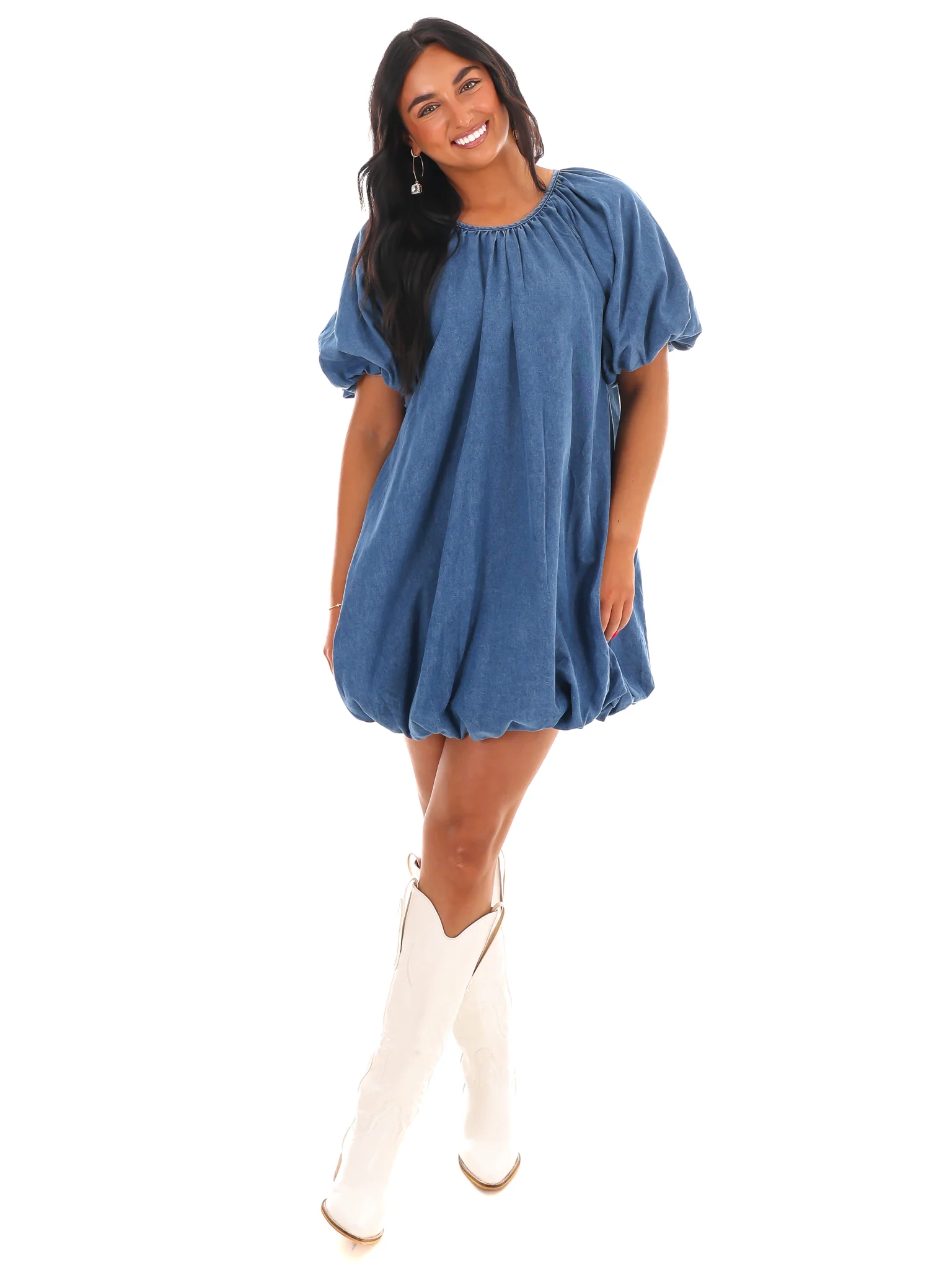 Edge and Elegance Denim Bubble Dress - Image 6