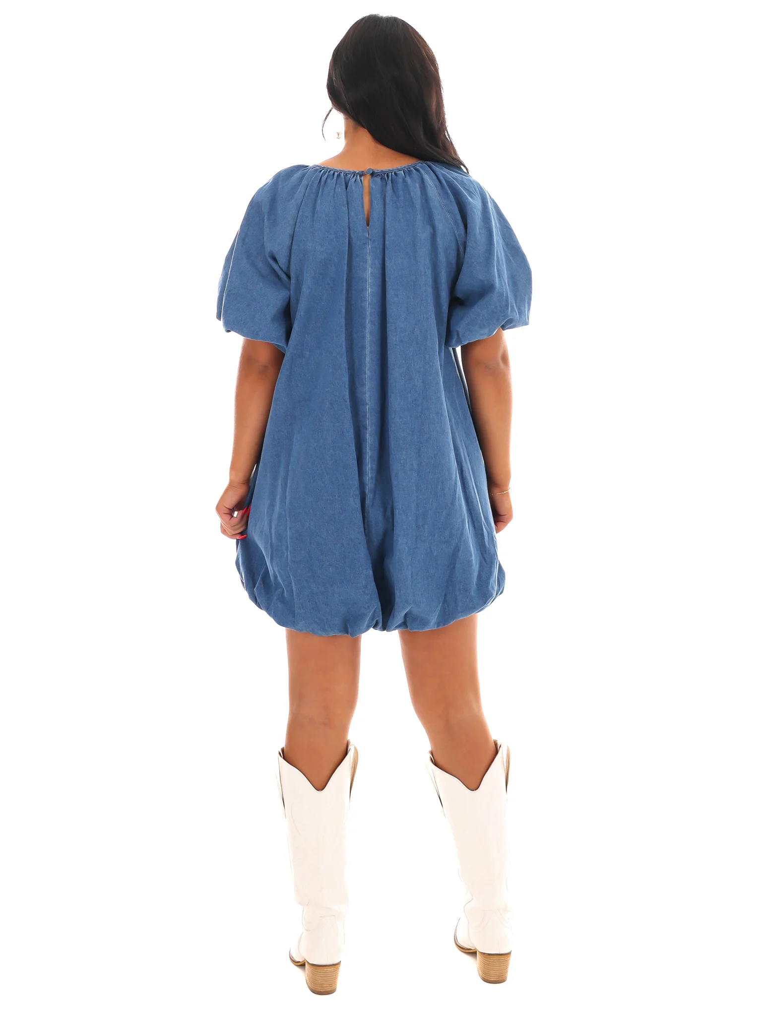 Edge and Elegance Denim Bubble Dress - Image 7