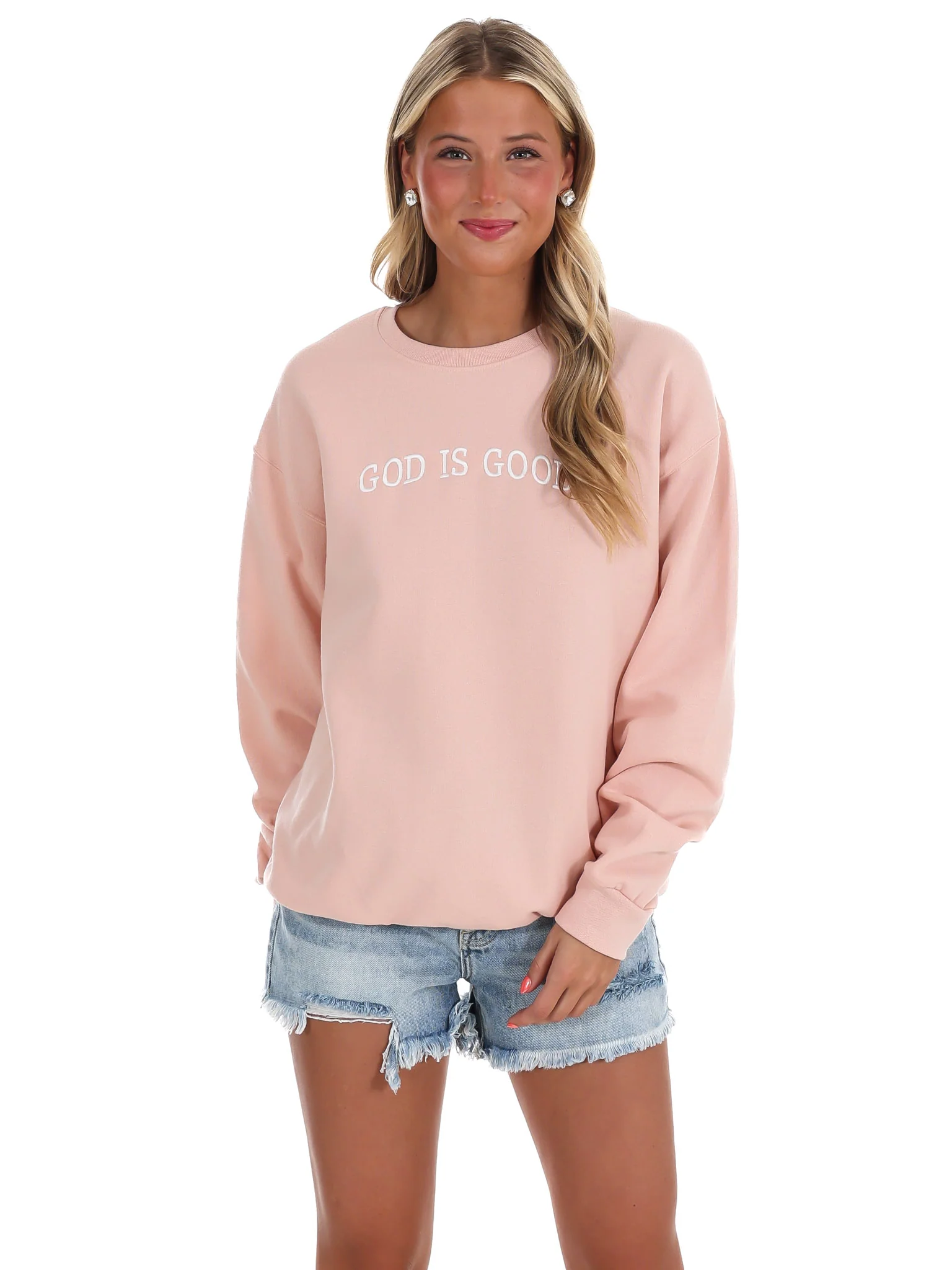 Embroidered God is Good Sweatshirt