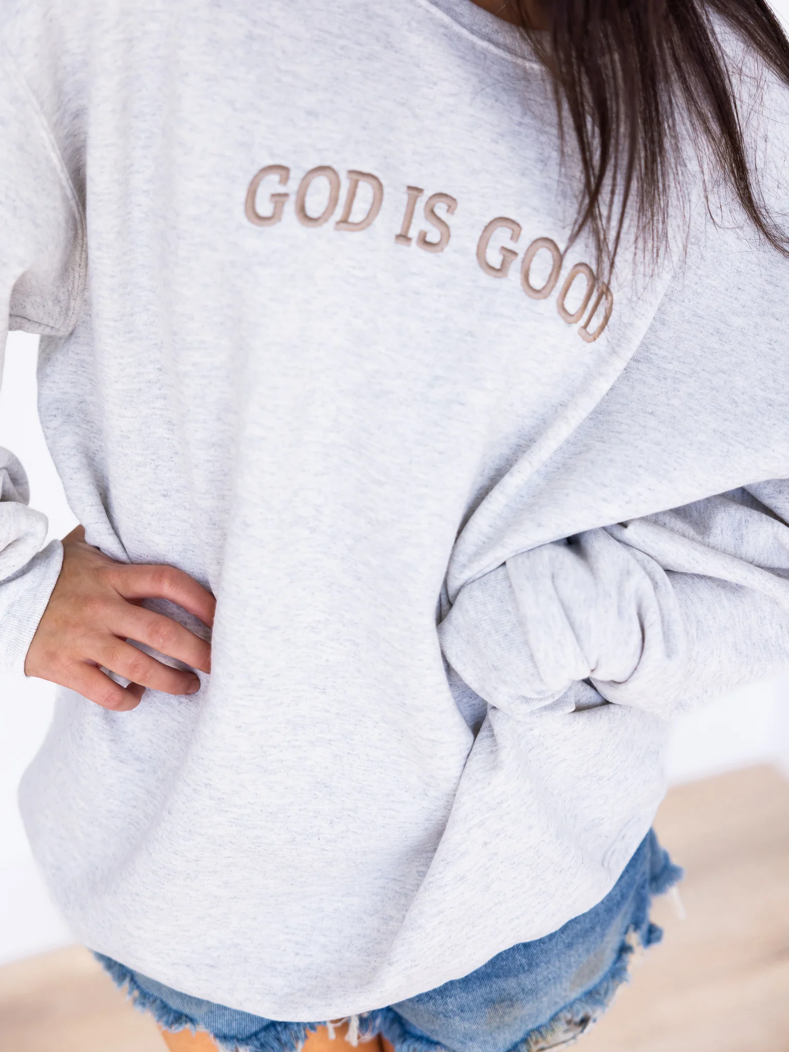 Embroidered God is Good Sweatshirt - Image 10