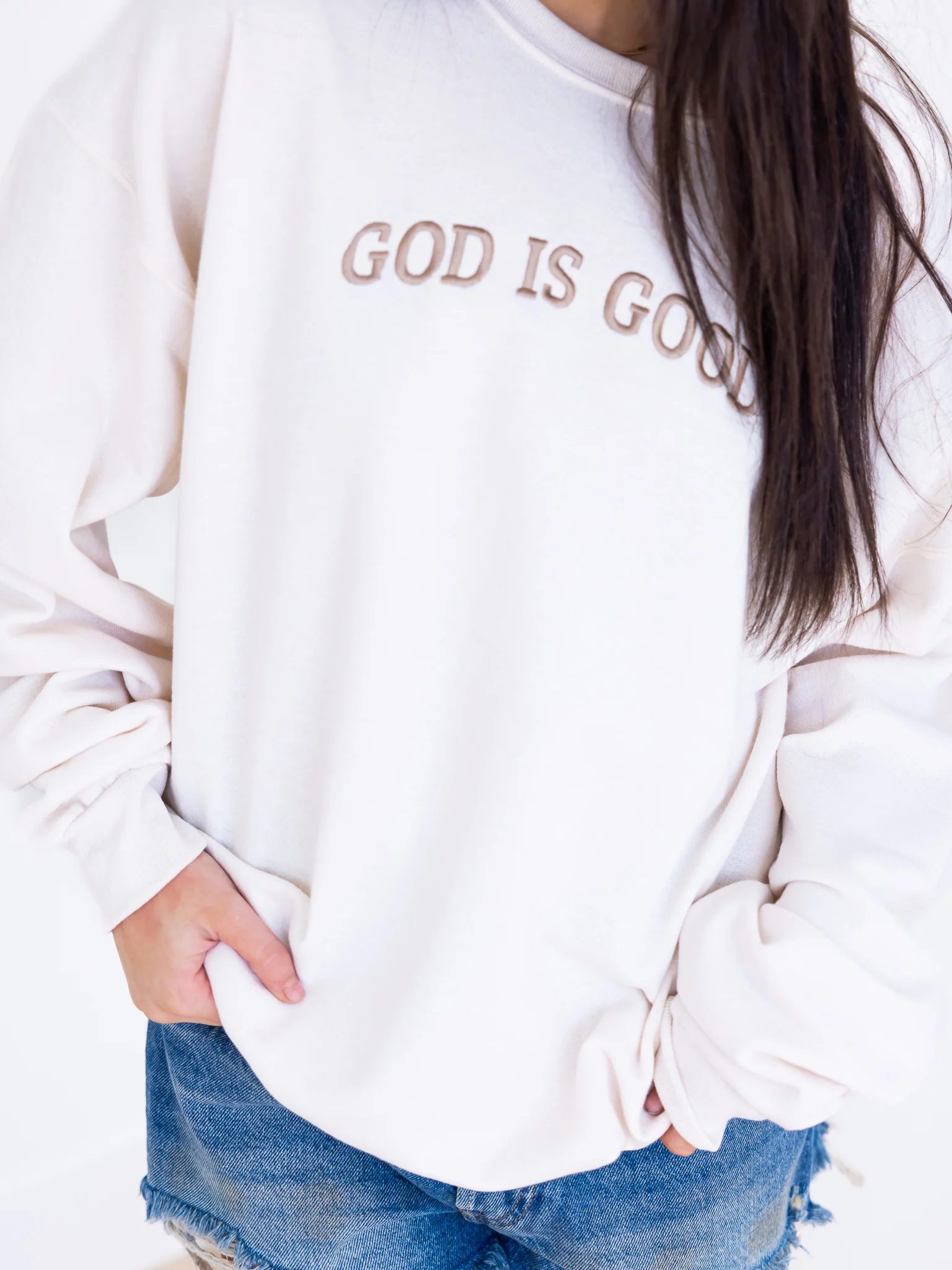 Embroidered God is Good Sweatshirt - Image 17