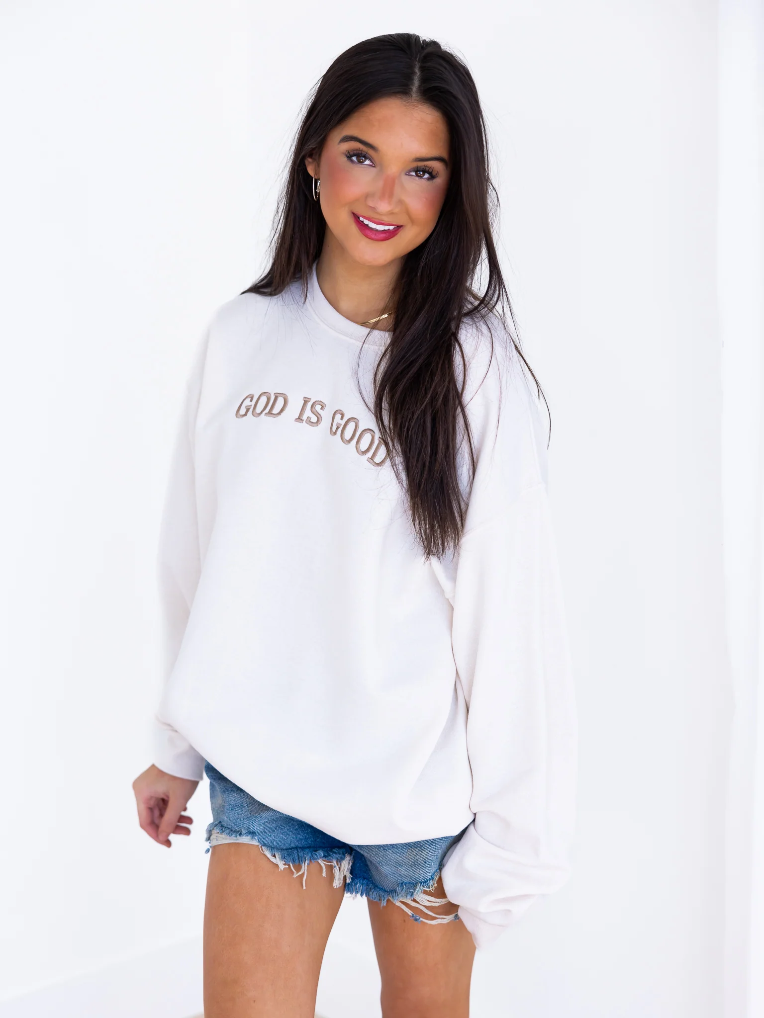 Embroidered God is Good Sweatshirt - Image 19