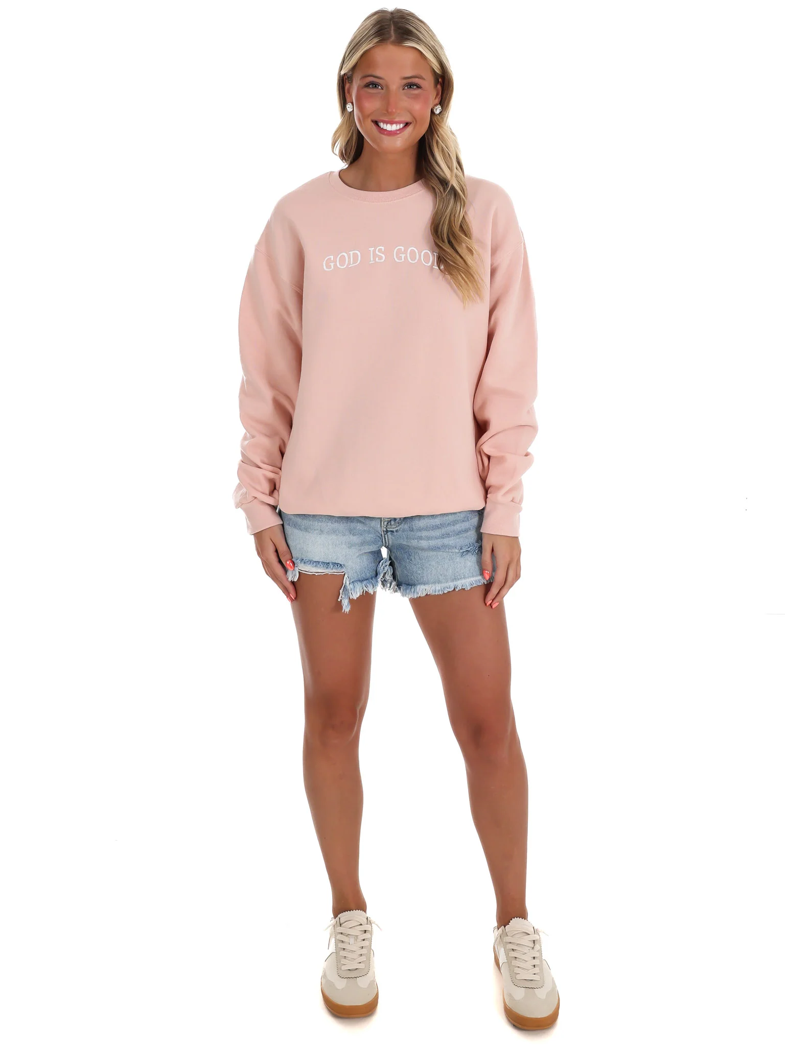 Embroidered God is Good Sweatshirt - Image 2