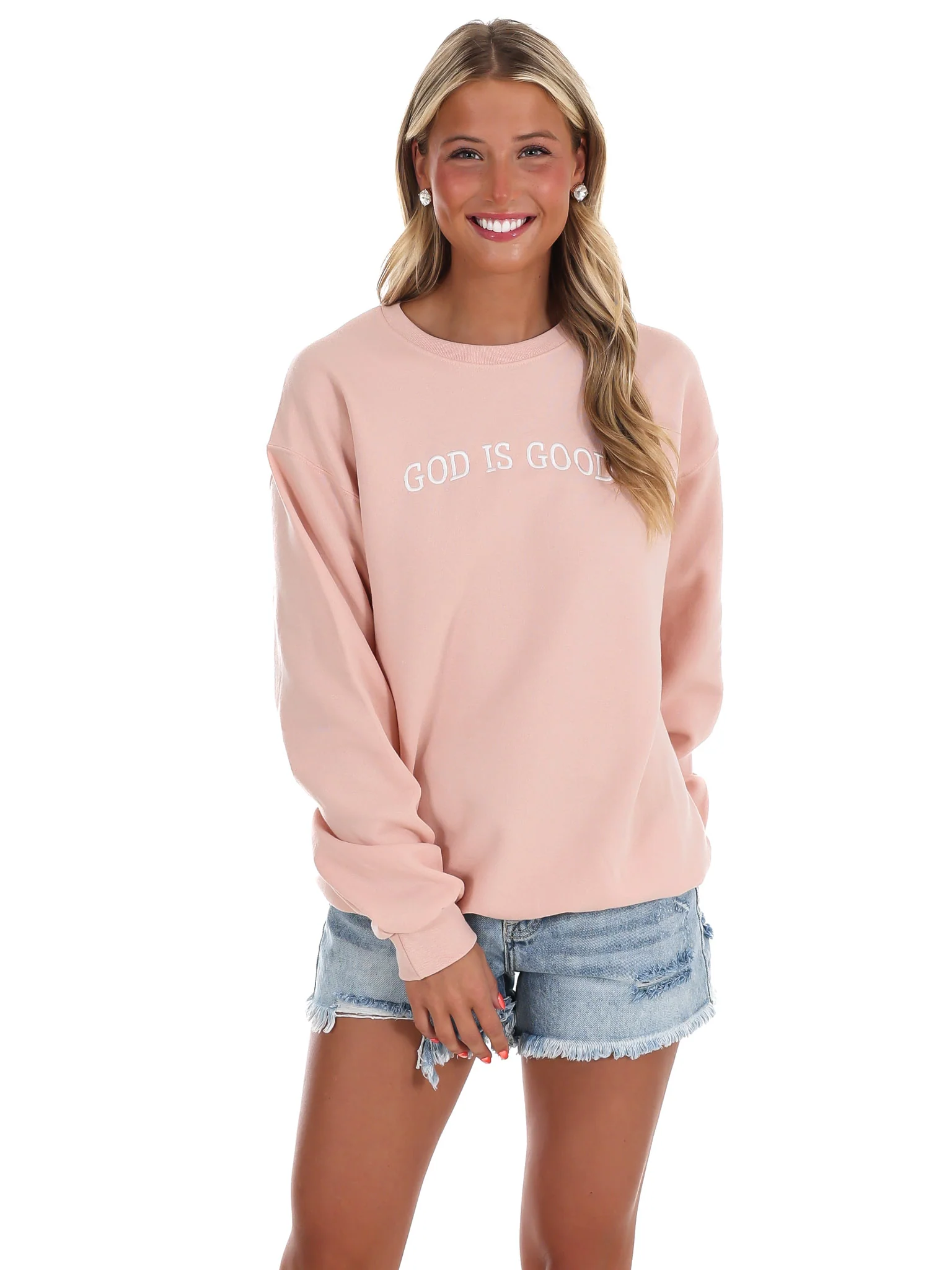 Embroidered God is Good Sweatshirt - Image 3
