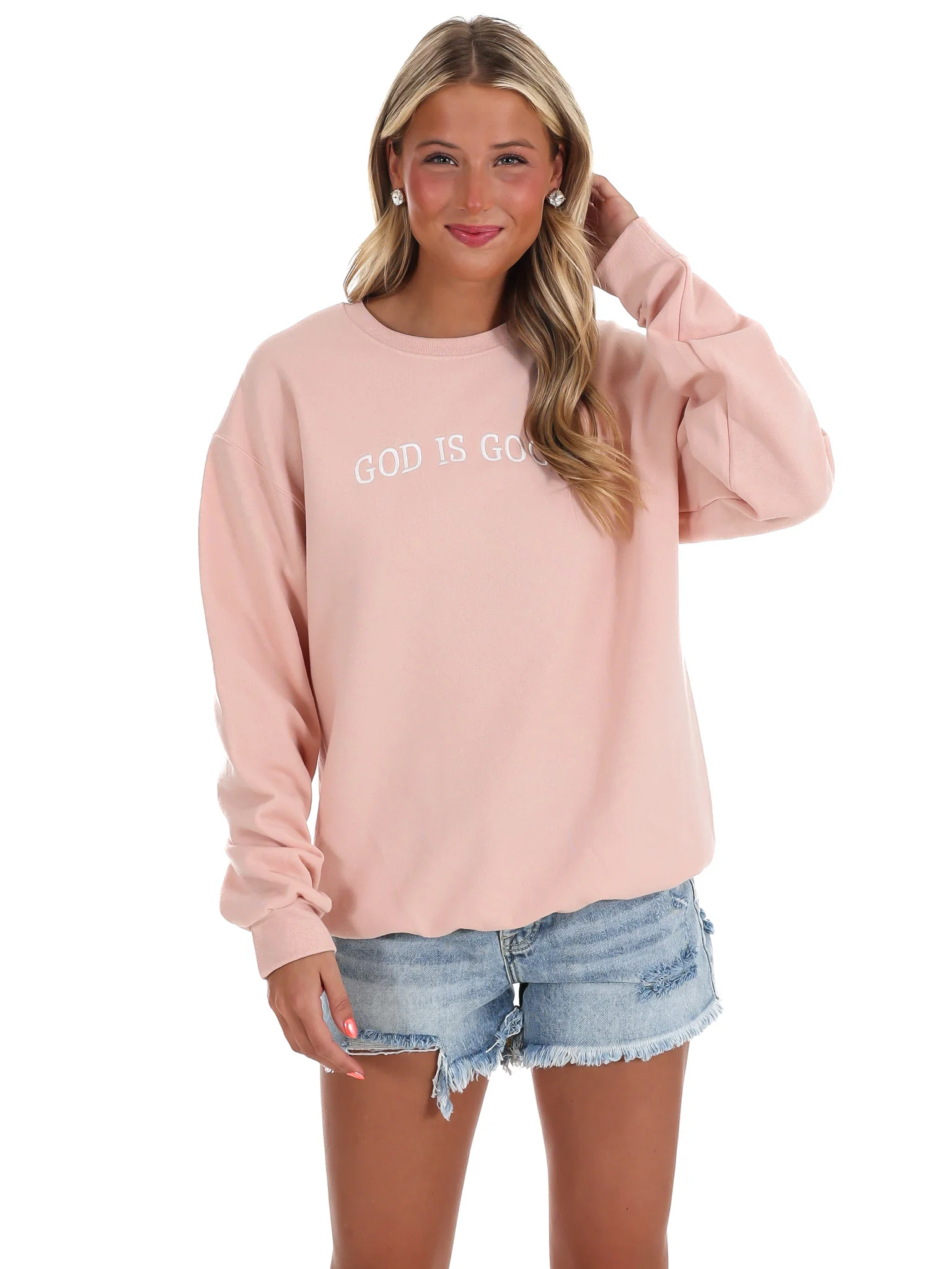 Embroidered God is Good Sweatshirt - Image 5