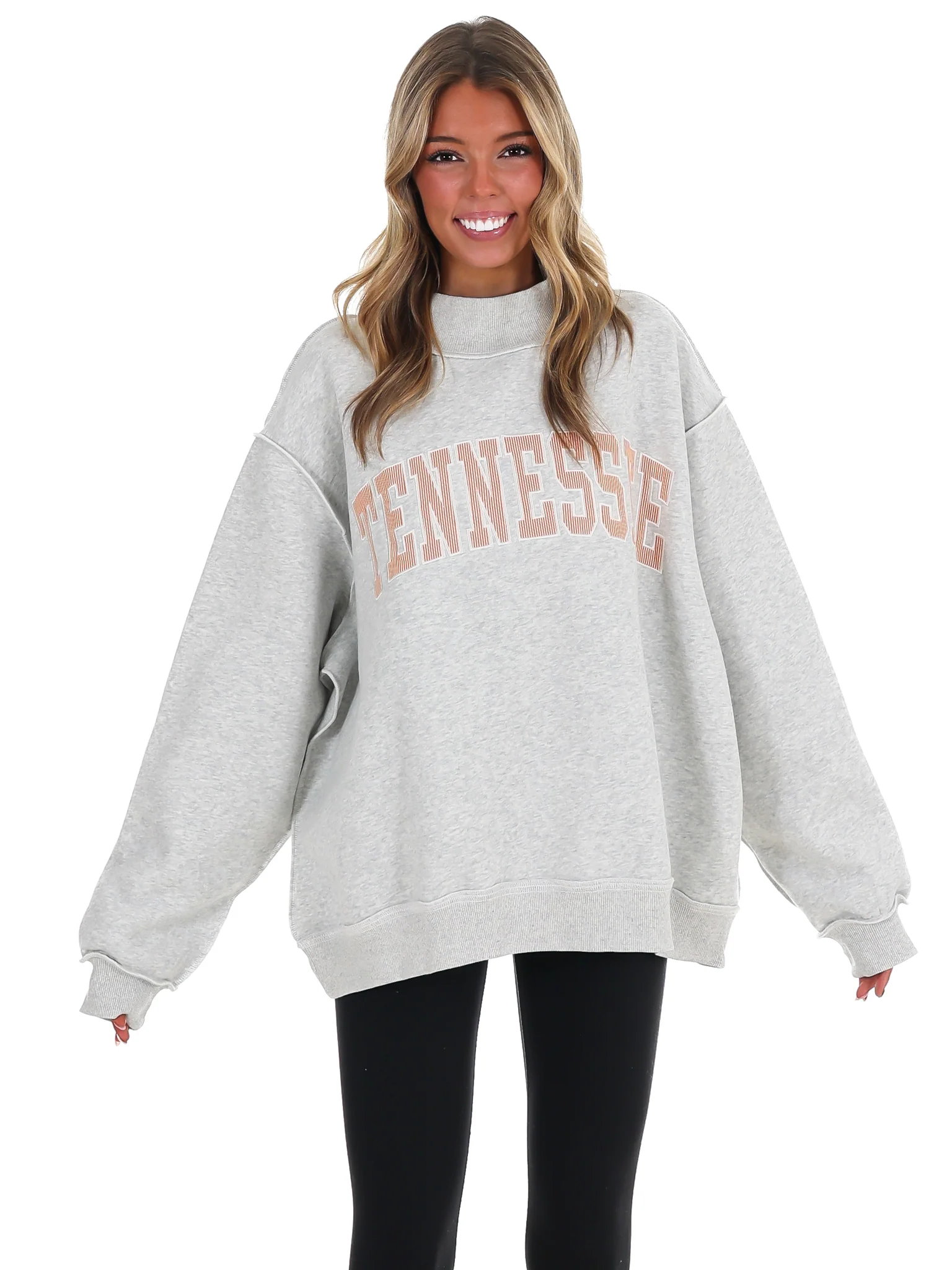 Embroidered Stripe Tennessee Mock Neck Sweatshirt - Image 3