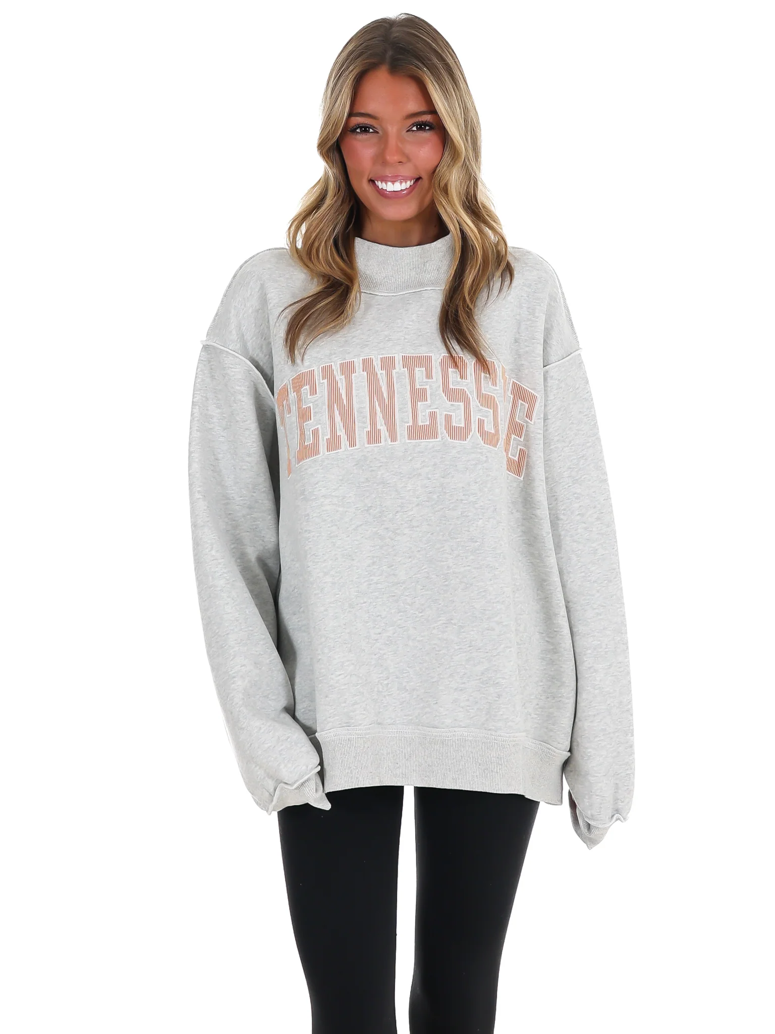 Embroidered Stripe Tennessee Mock Neck Sweatshirt - Image 5