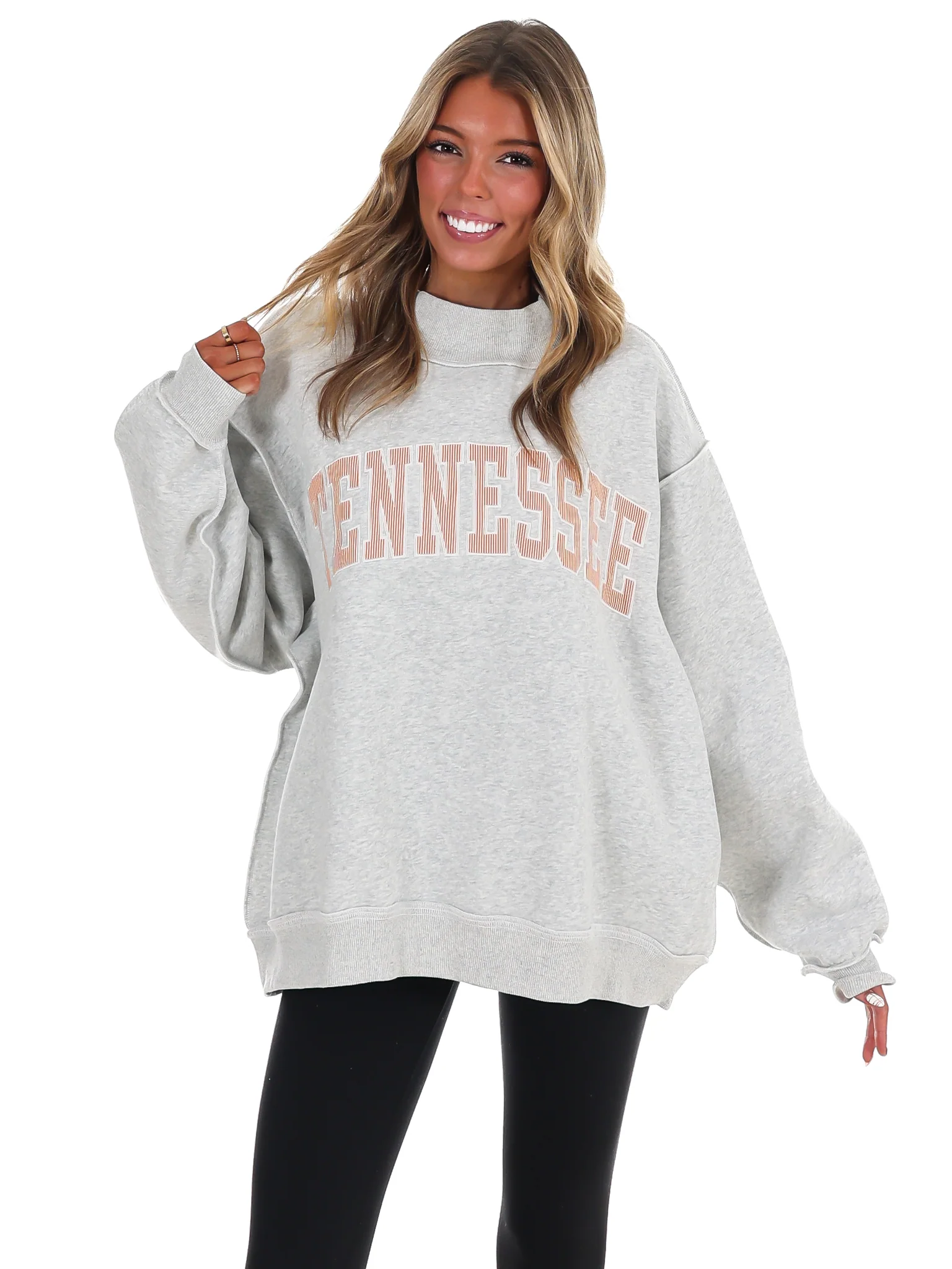 Embroidered Stripe Tennessee Mock Neck Sweatshirt - Image 7