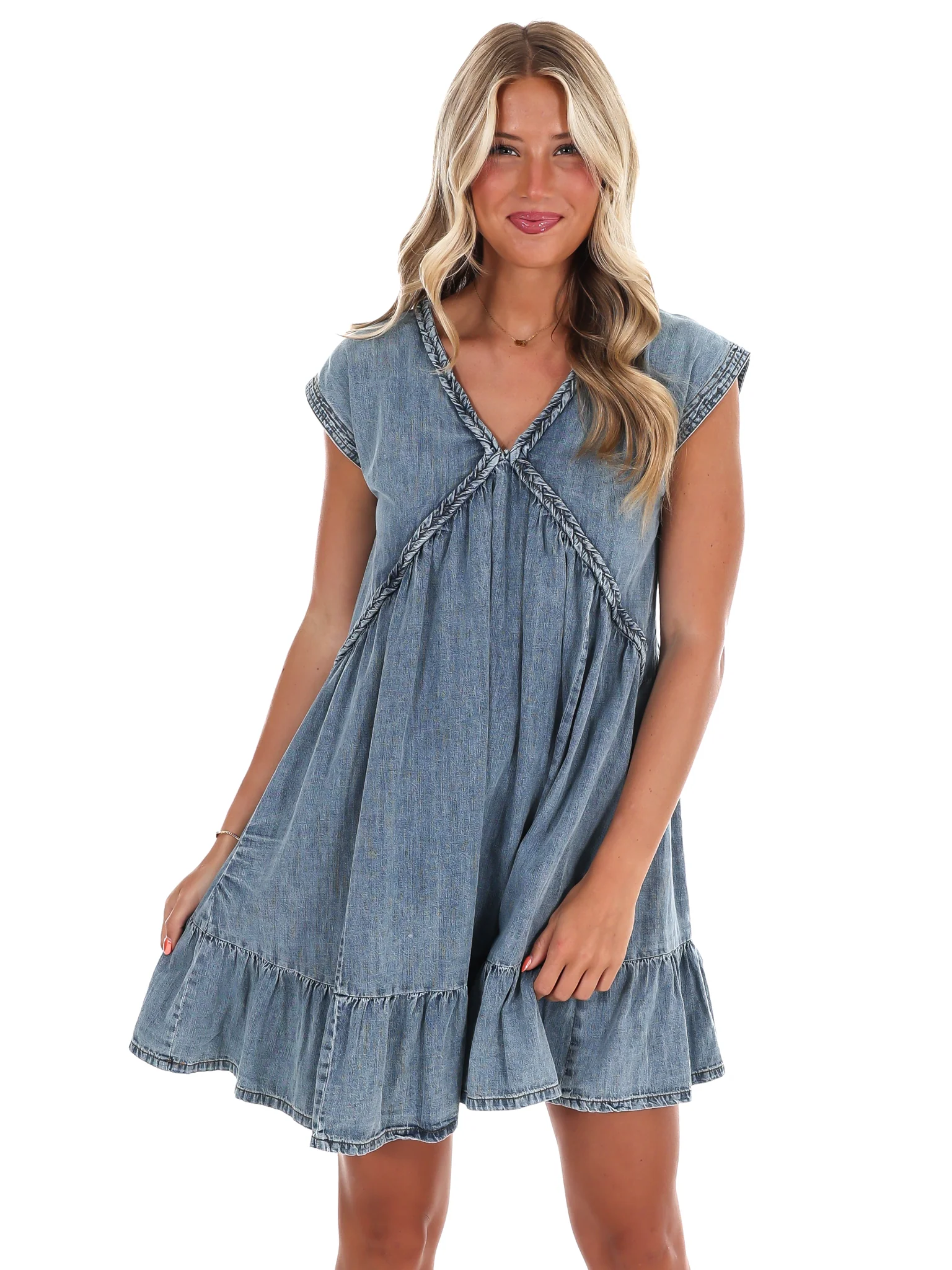Everything I Love Denim Mini Dress - Image 3