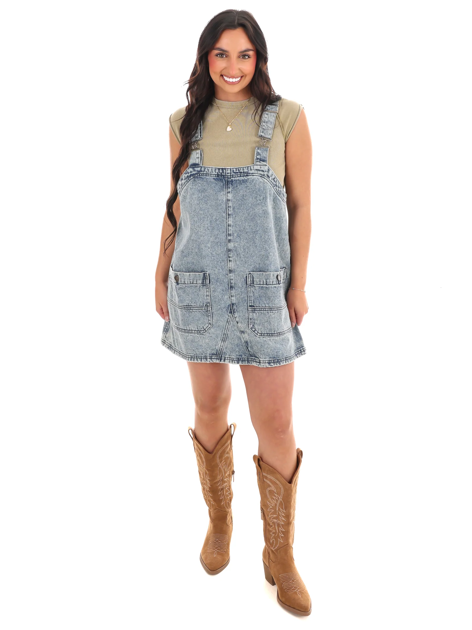 Eyes On Me Denim Overall Dress - Image 2