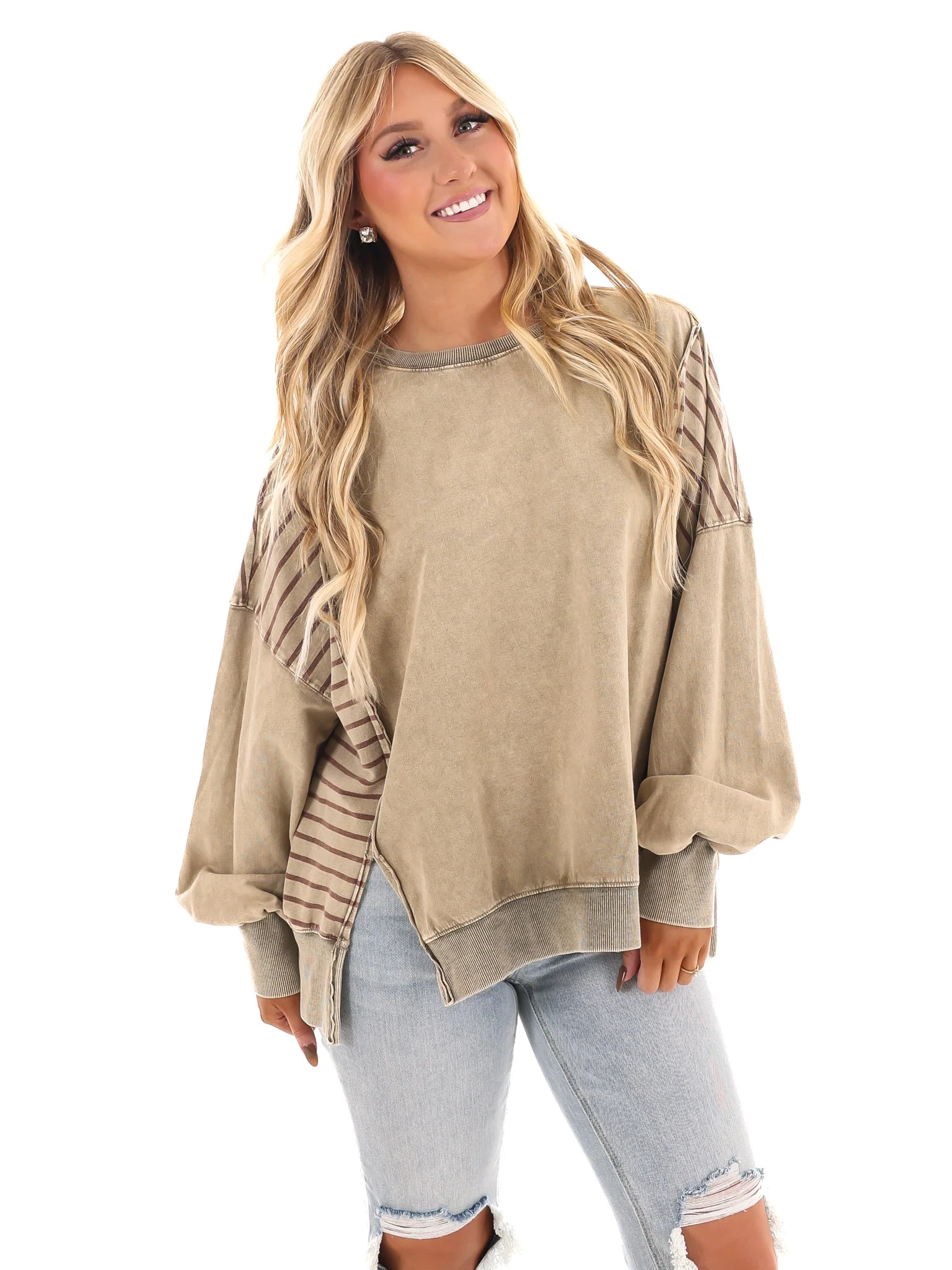 Faded Lines Terry Knit Pullover - Image 5