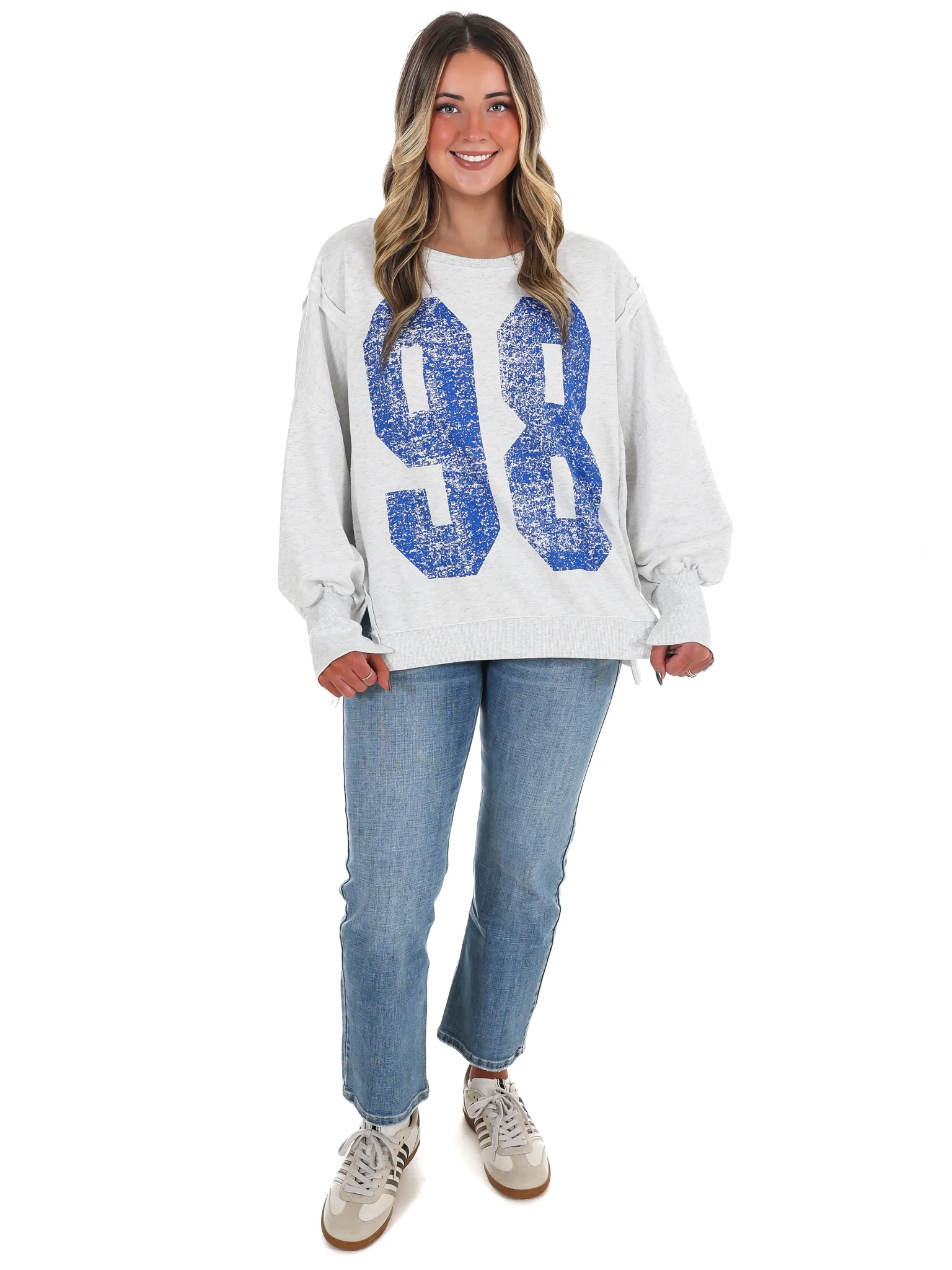 Faded Varsity Print Pullover Top - Image 11