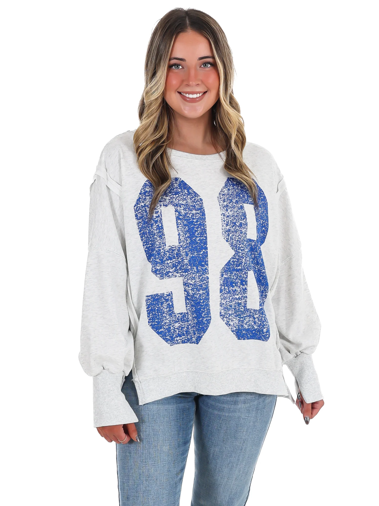 Faded Varsity Print Pullover Top - Image 12