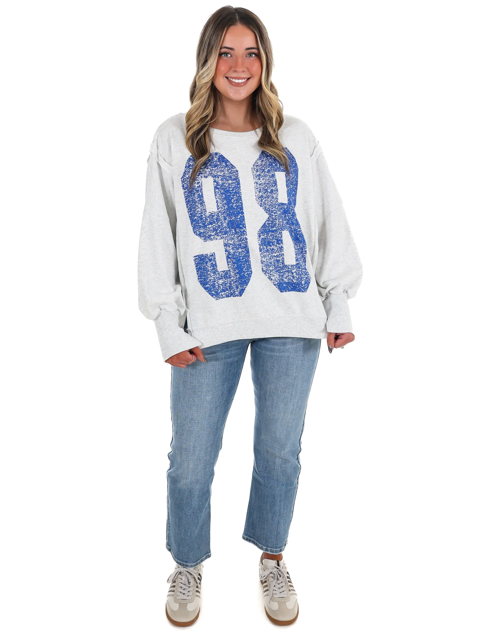 Faded Varsity Print Pullover Top - Image 13