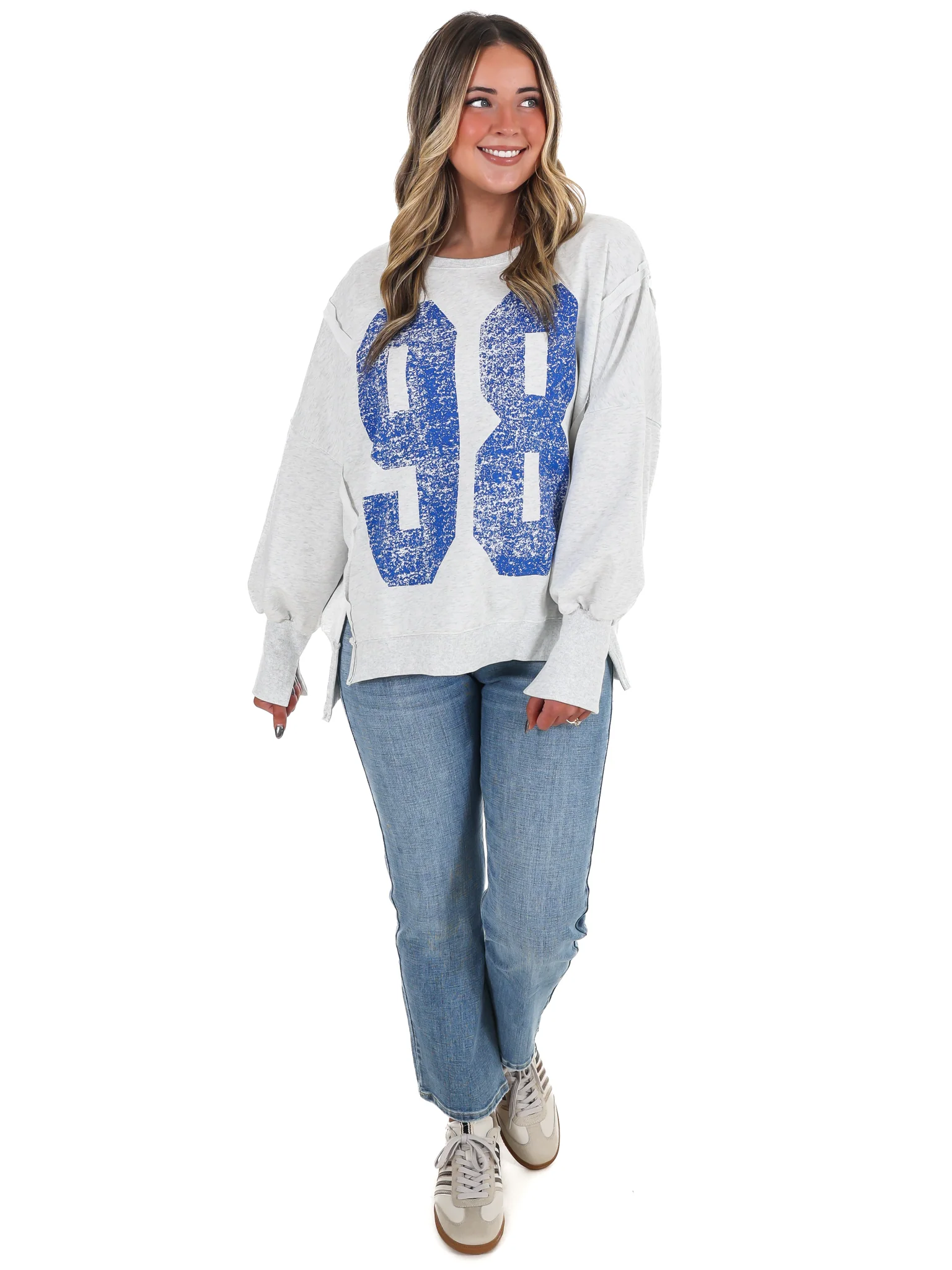 Faded Varsity Print Pullover Top - Image 15