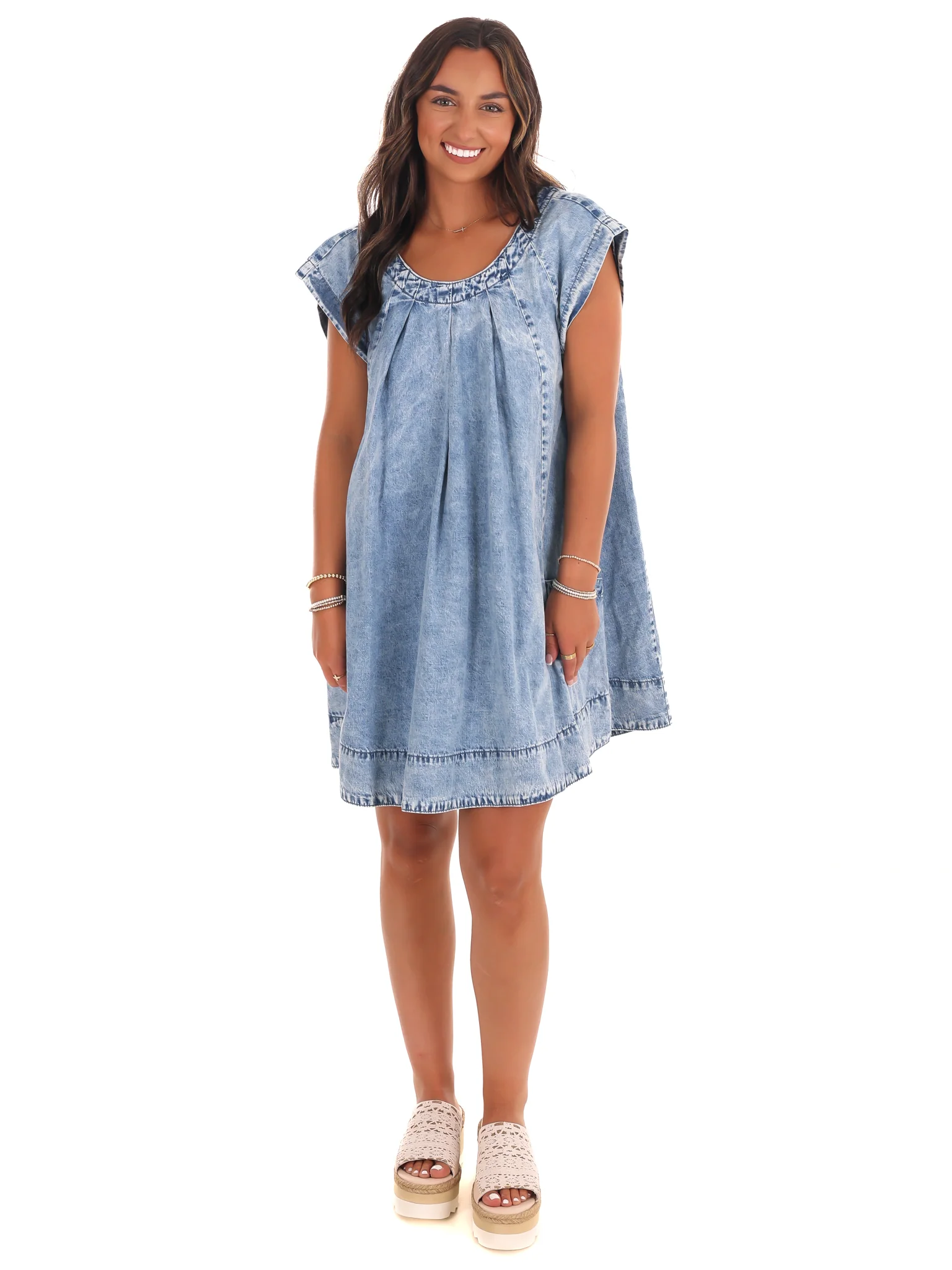 Fading Sunlight Denim Babydoll Dress - Image 7