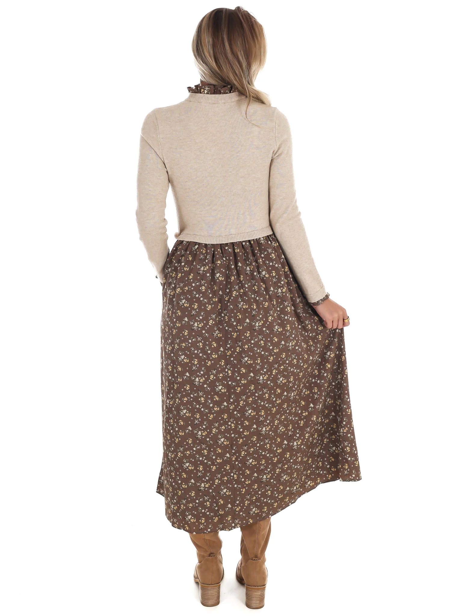 Fallen Leaves Twofer Floral Sweater Dress - Image 7