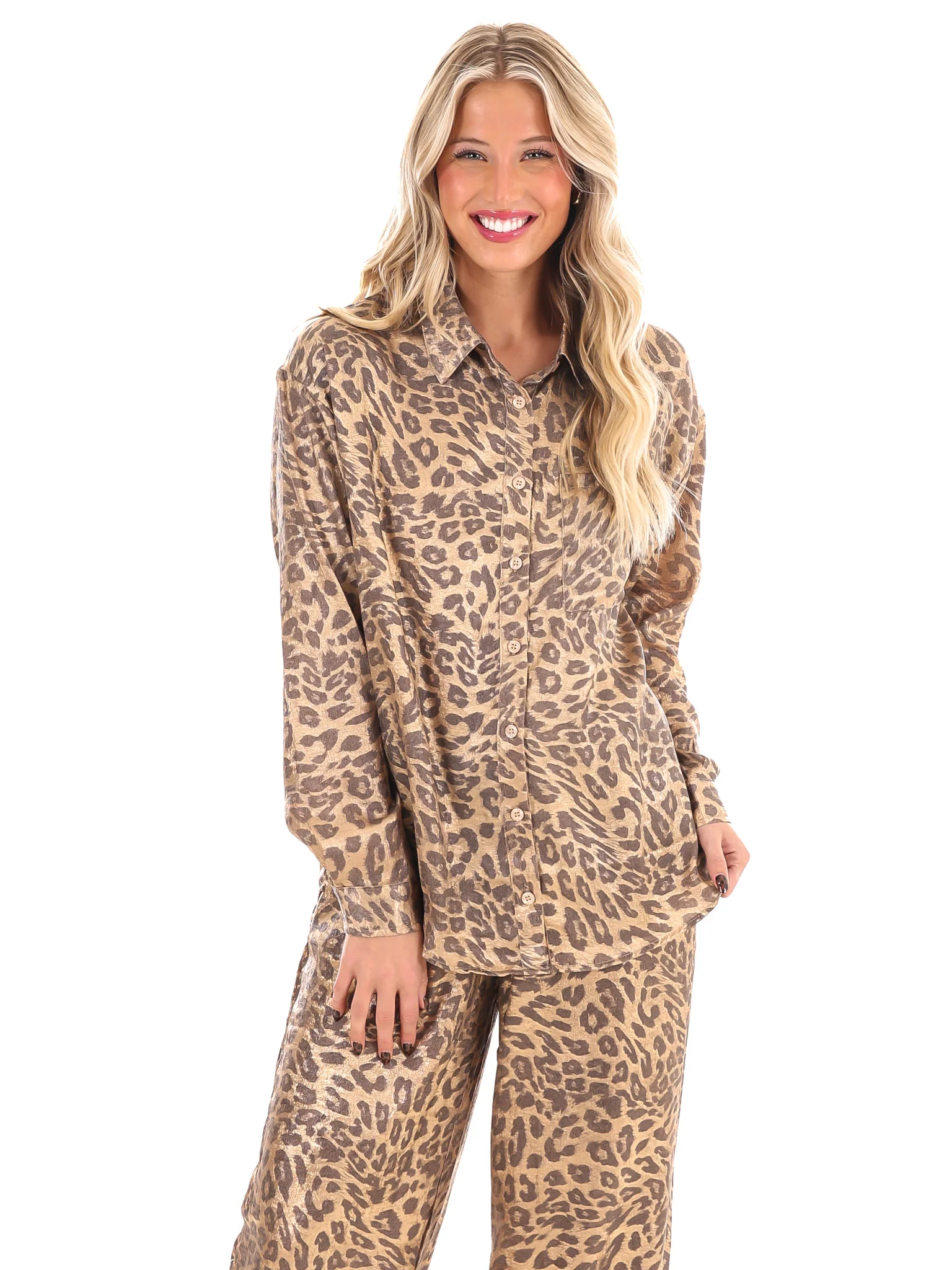 Fierce Shine Metallic Leopard Print Top - Image 3