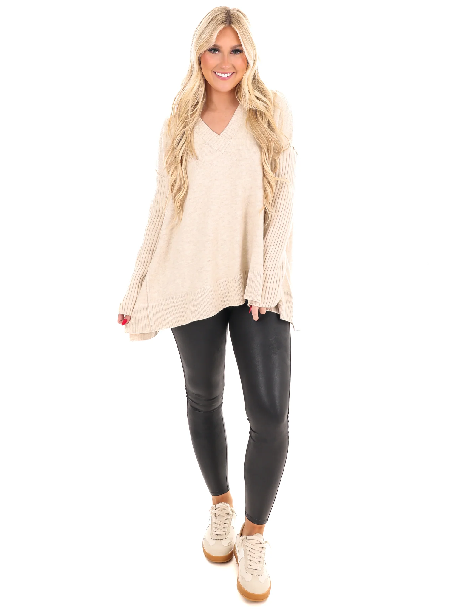 Find the Answer Oversized Ribbed Sweater - Image 4