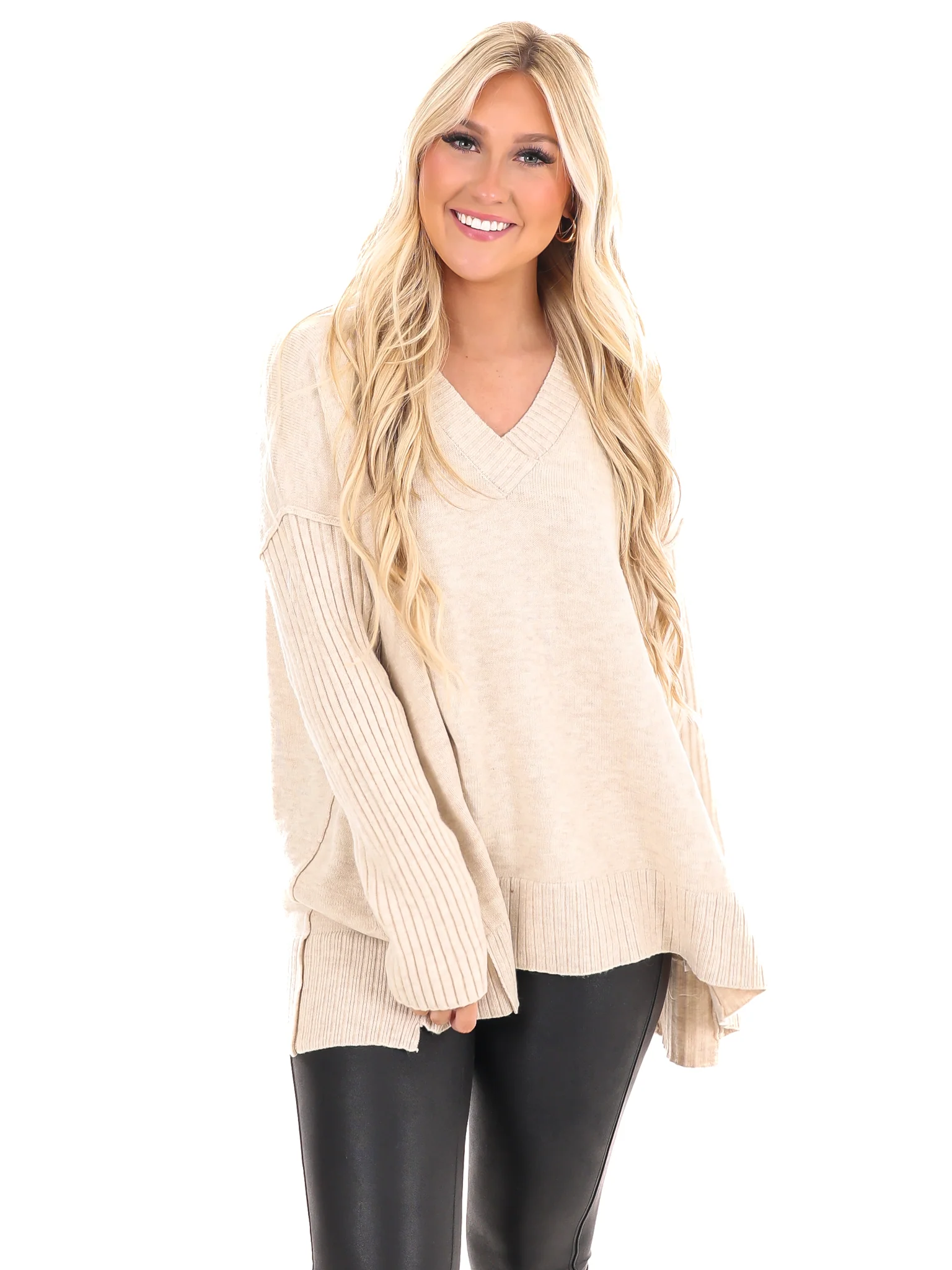 Find the Answer Oversized Ribbed Sweater - Image 5