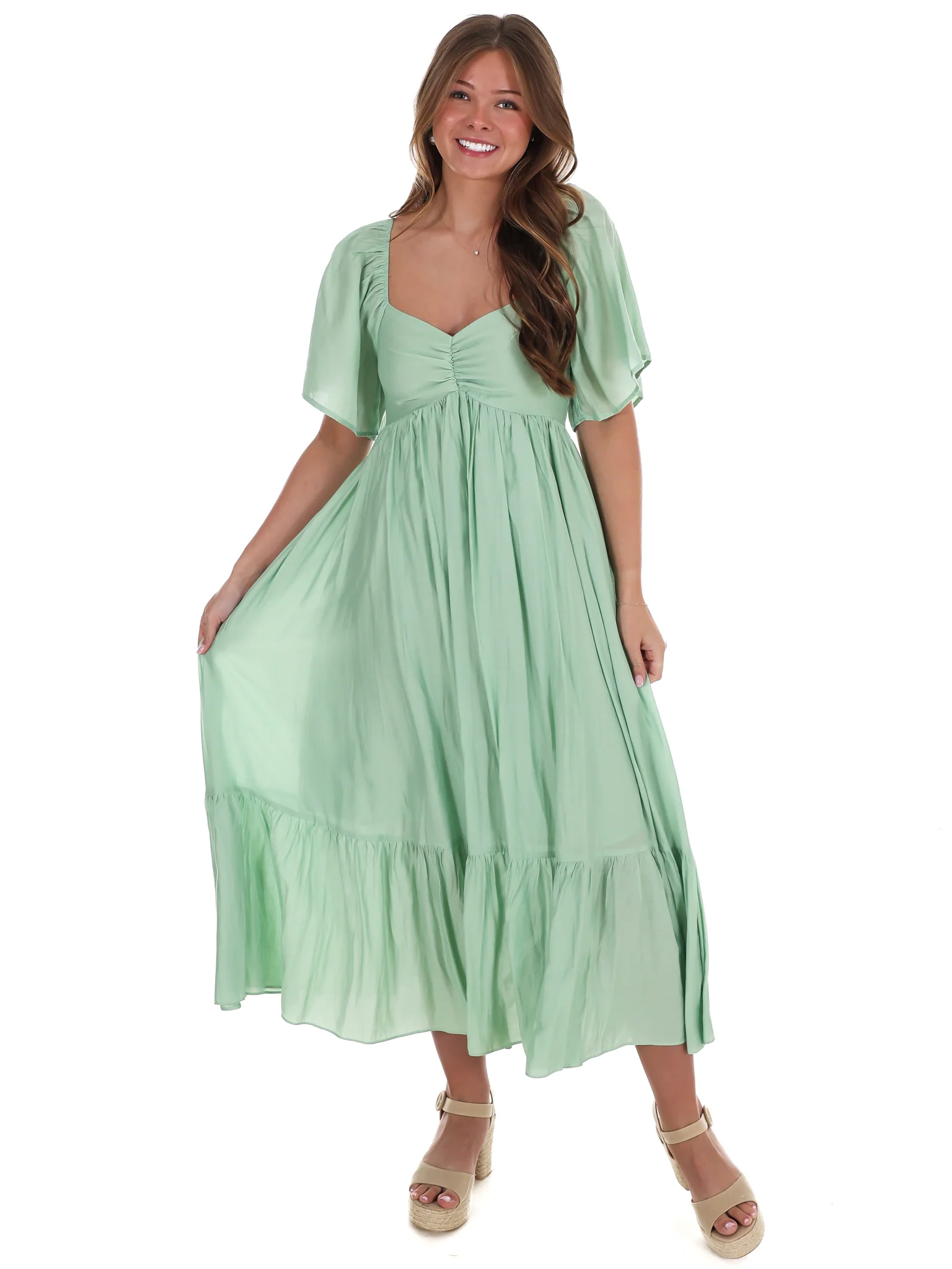 Flattering Flowy Smocked Midi Dress - Image 10