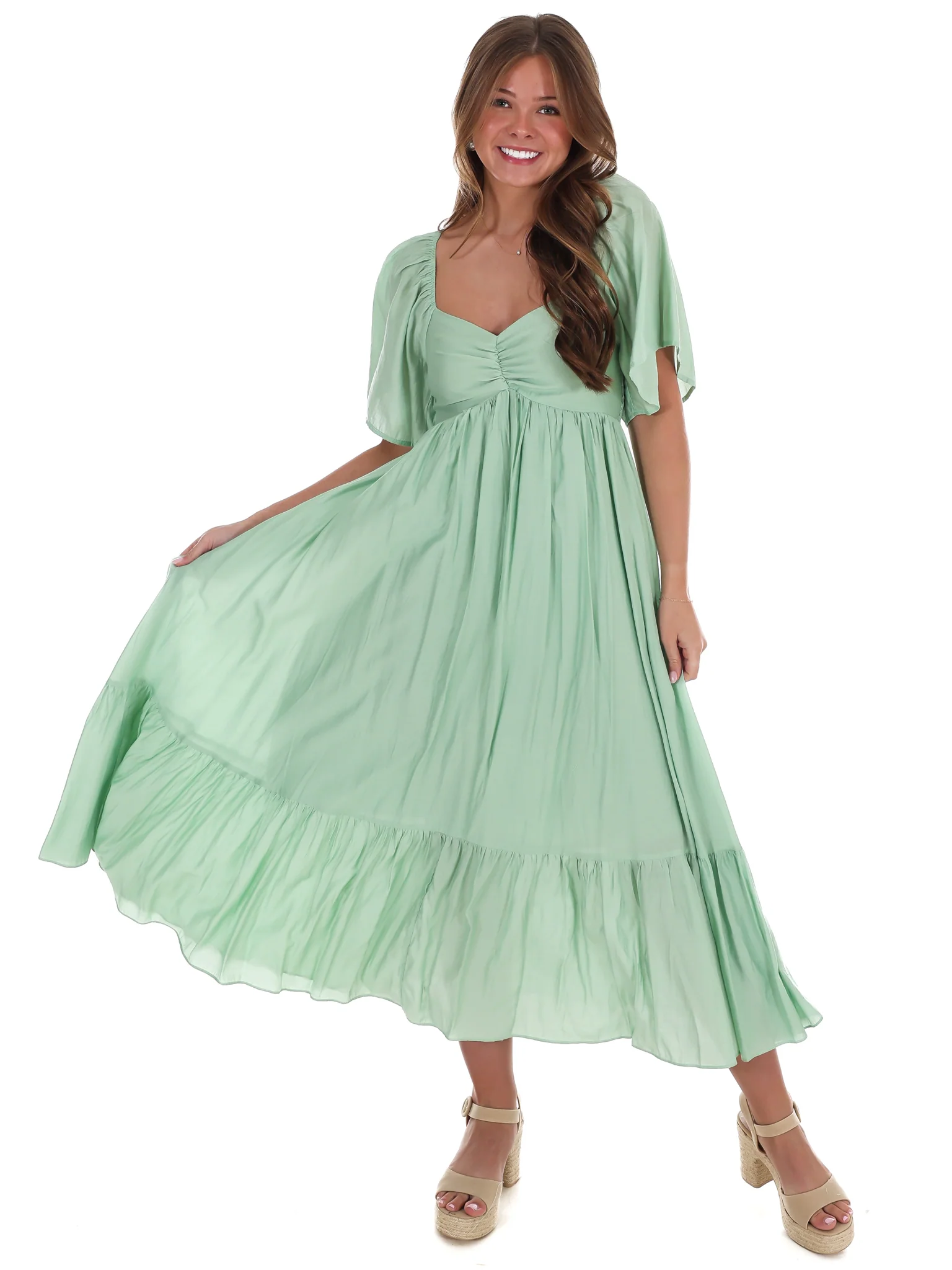 Flattering Flowy Smocked Midi Dress - Image 11