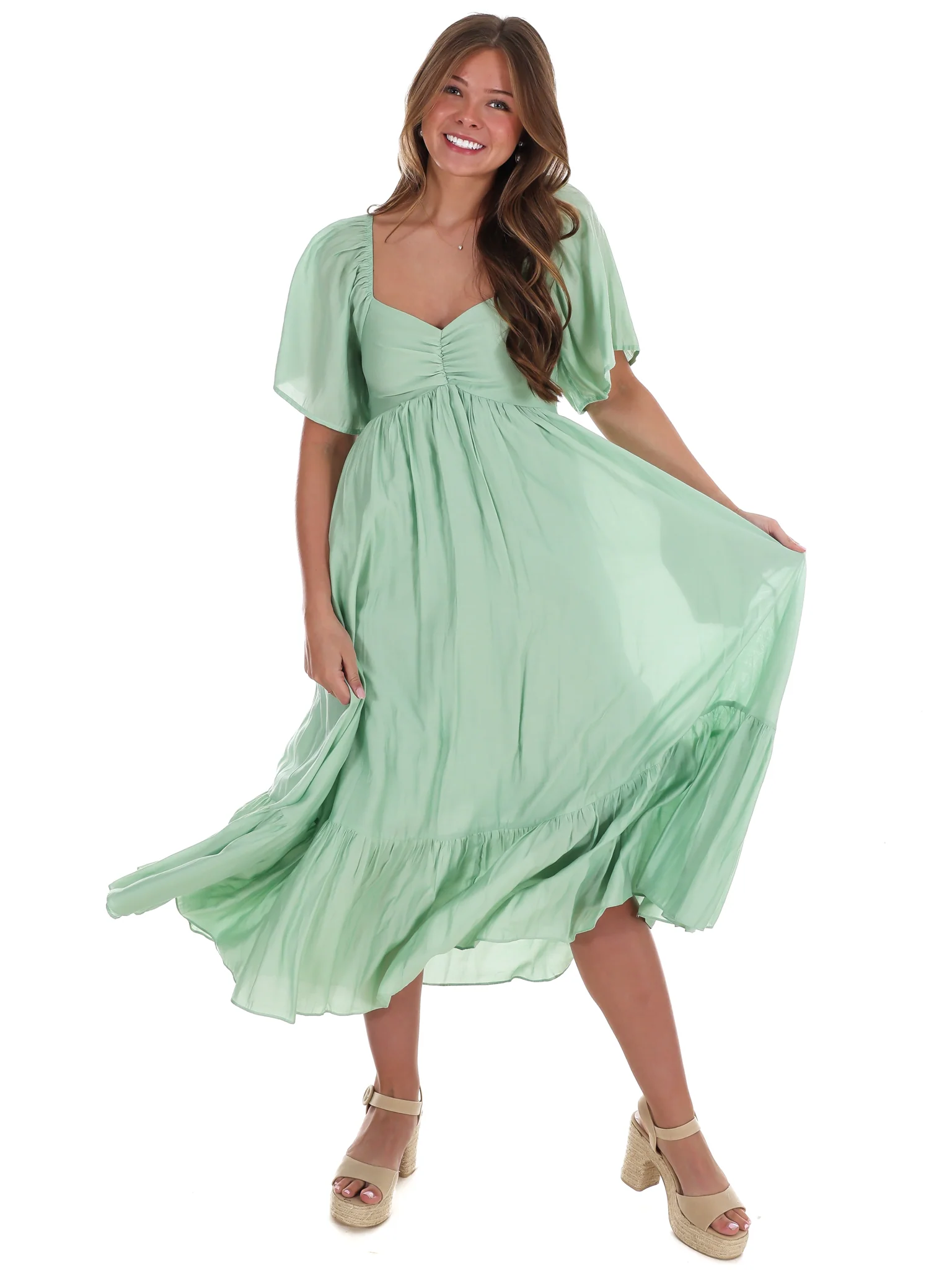 Flattering Flowy Smocked Midi Dress - Image 12